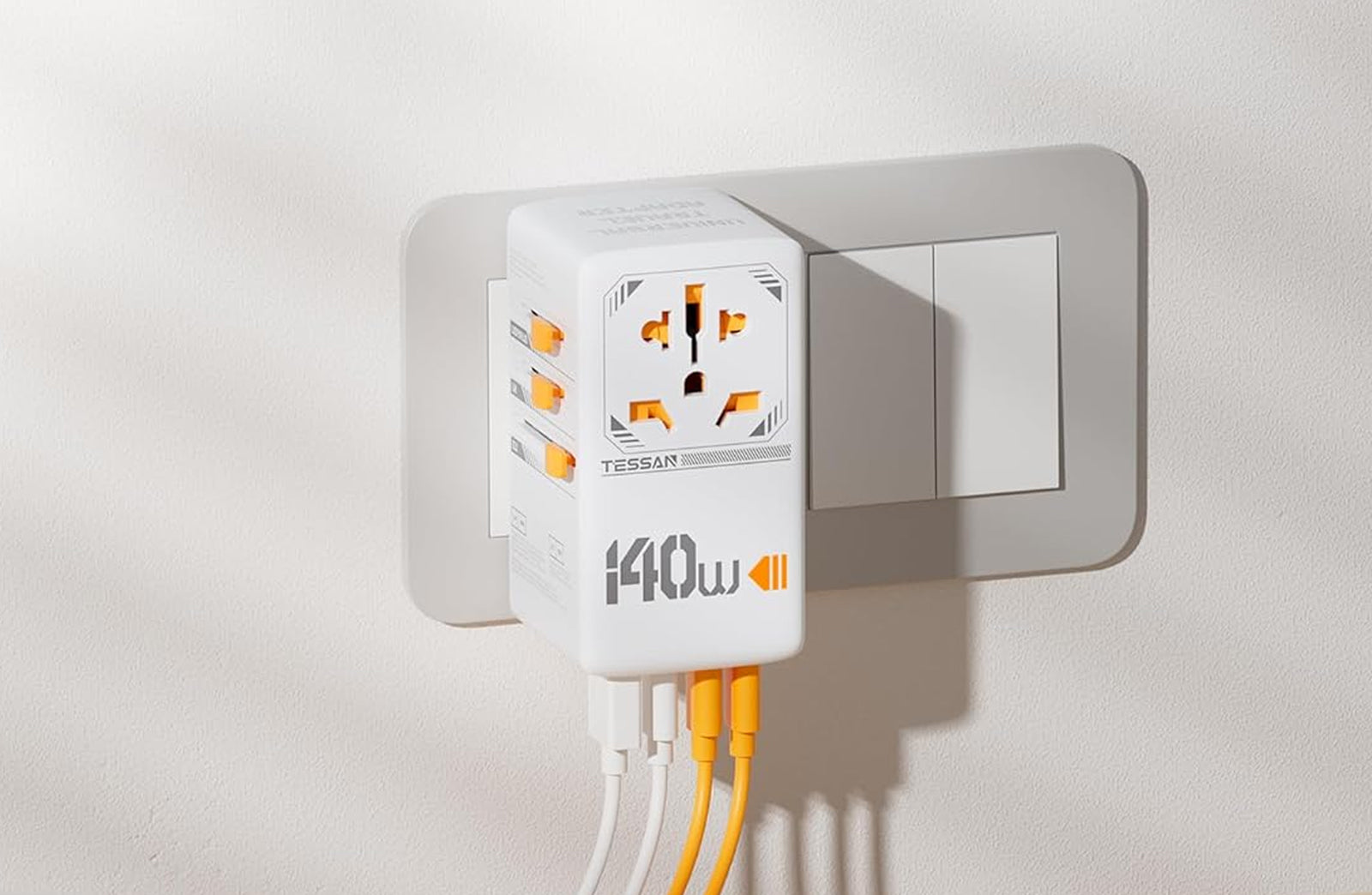 Charge at Warp Speed: Tessan 140W World Travel Adapter for the Jet-Set Era