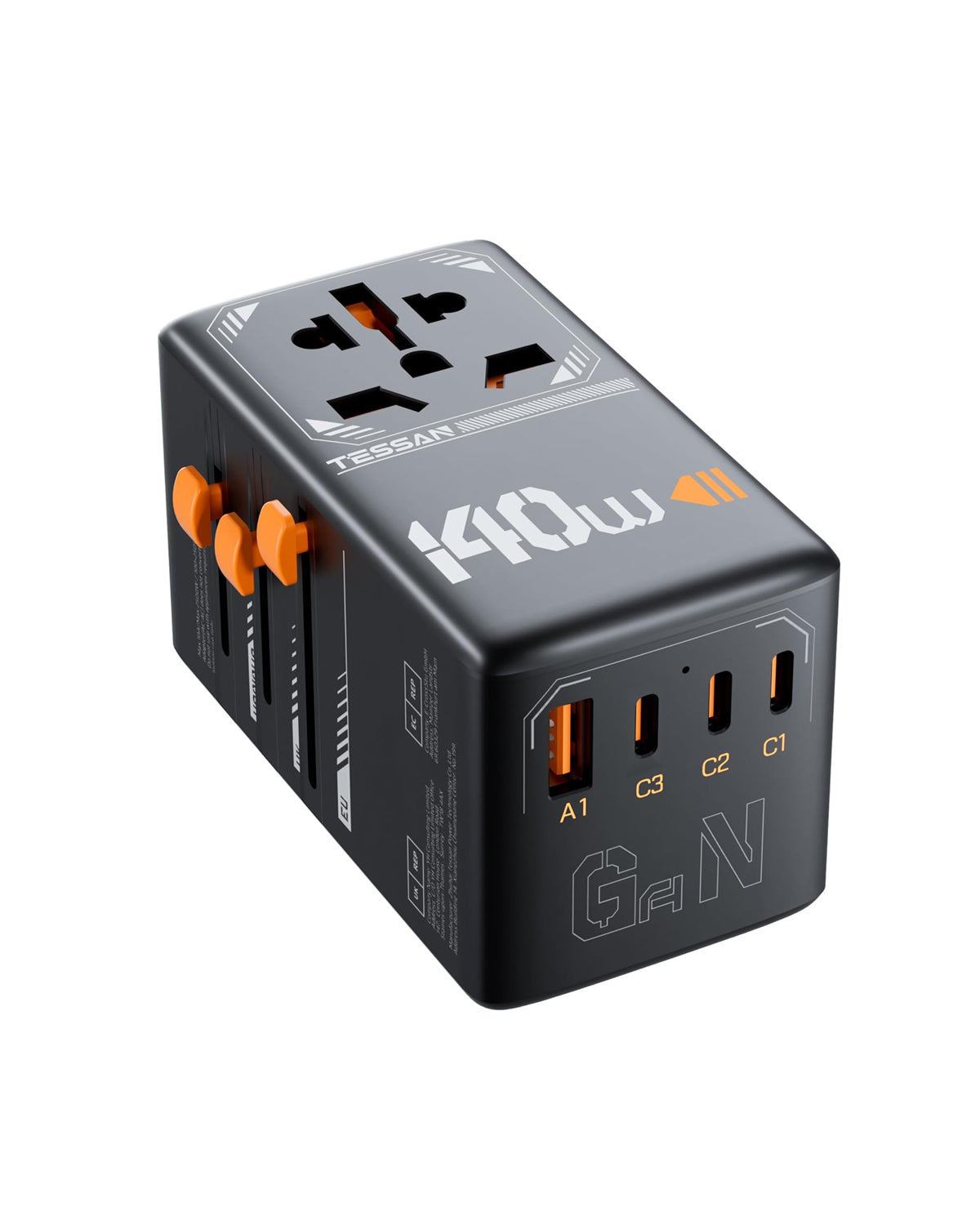 TESSAN Universal Travel Adapter With USB Ports, GaN Fast Charging (Type C/G/A/I)
