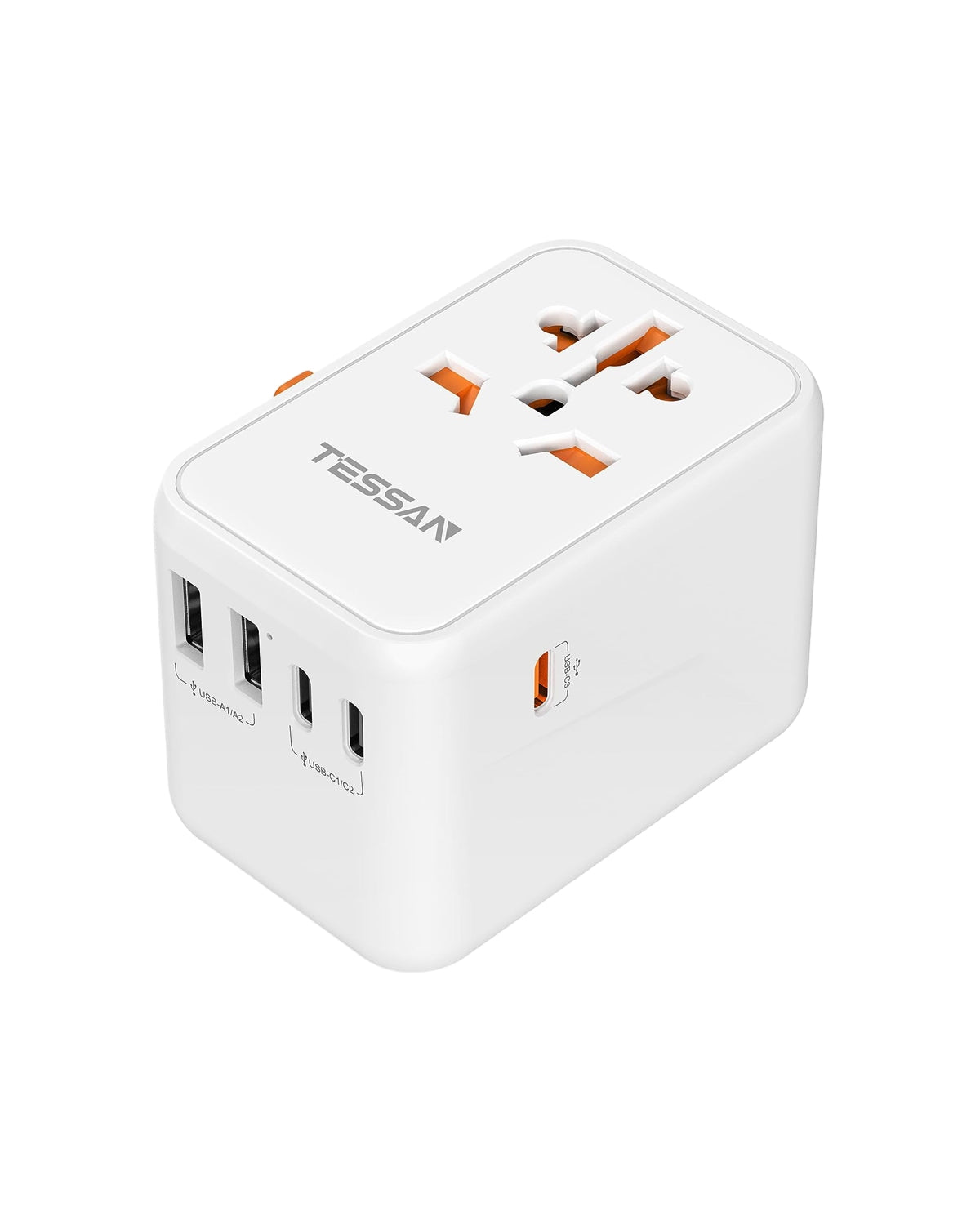TESSAN GaN Universal Travel Adapter with USB-C - White