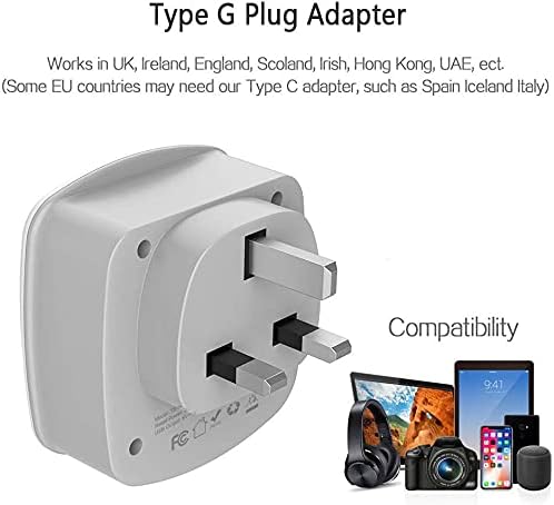 TESSAN US to UK Travel Adaptor with 2 USB 2 Electrical Outlets