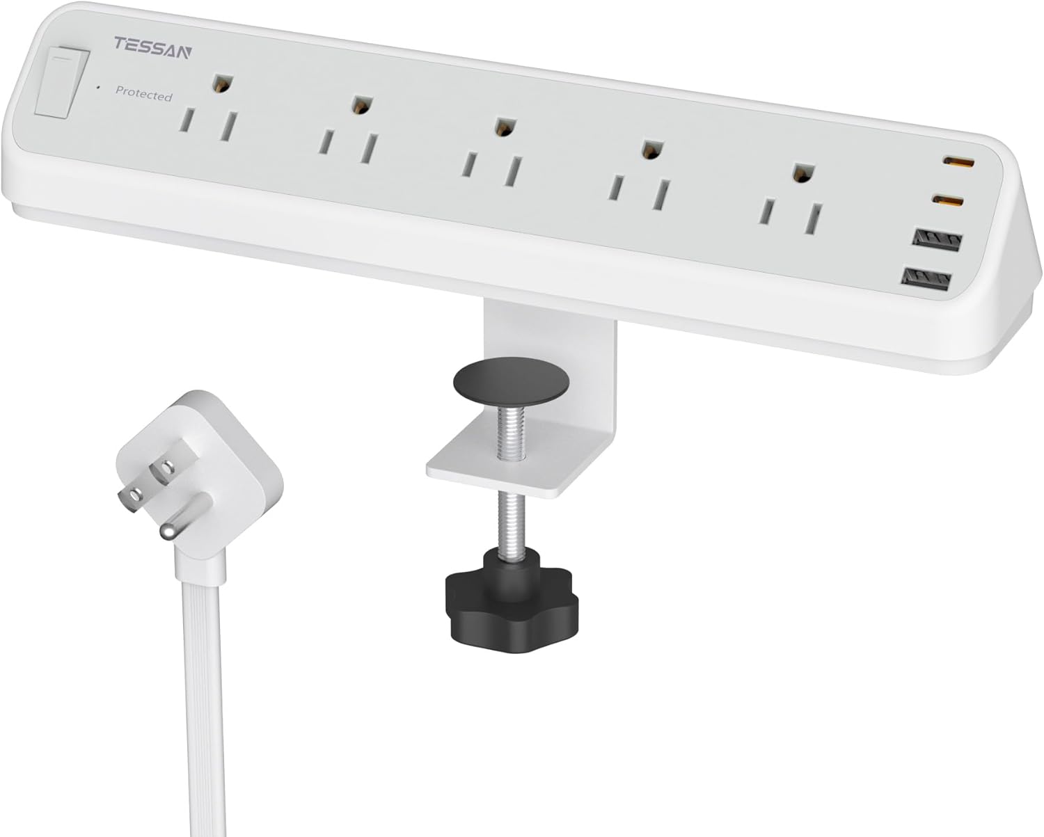 TESSAN Desk Clamp 2100J Surge Protector Power Strip PS06