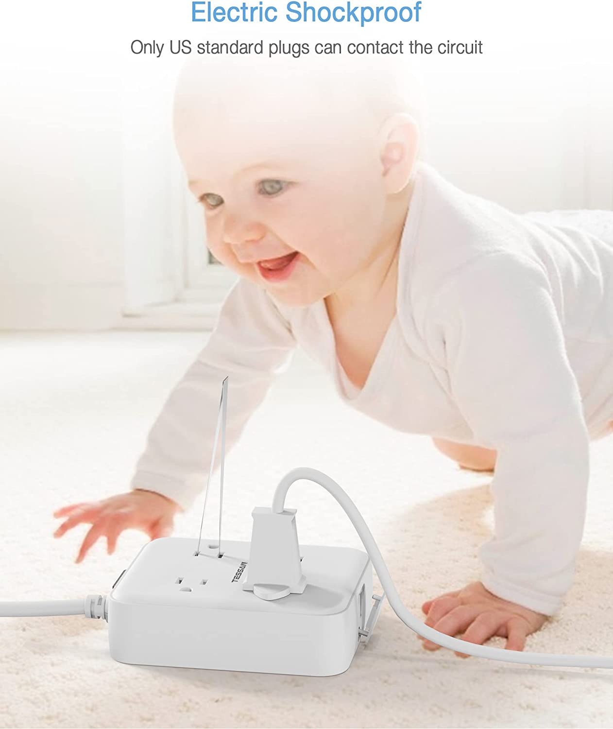Outdoor Waterproof Surge Protector Power Strip 6 FT Extension Cord With 4 Outlets 2 USB Ports