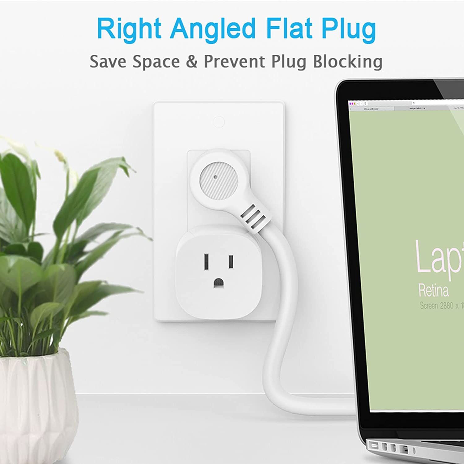 Dorm Essentials Power Strip 5 FT Extension Cord Flat Plug With 3 Outlets 3 USB Ports