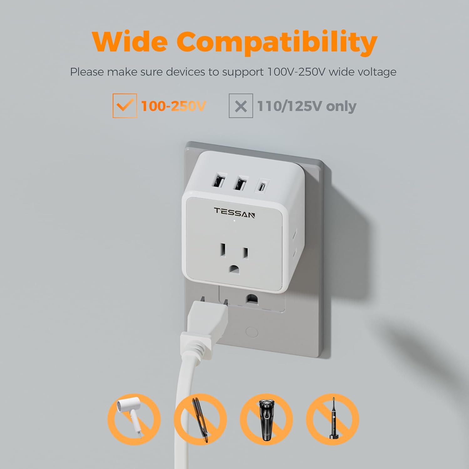TESSAN 6-in-1 Universal Travel Adapter Kit