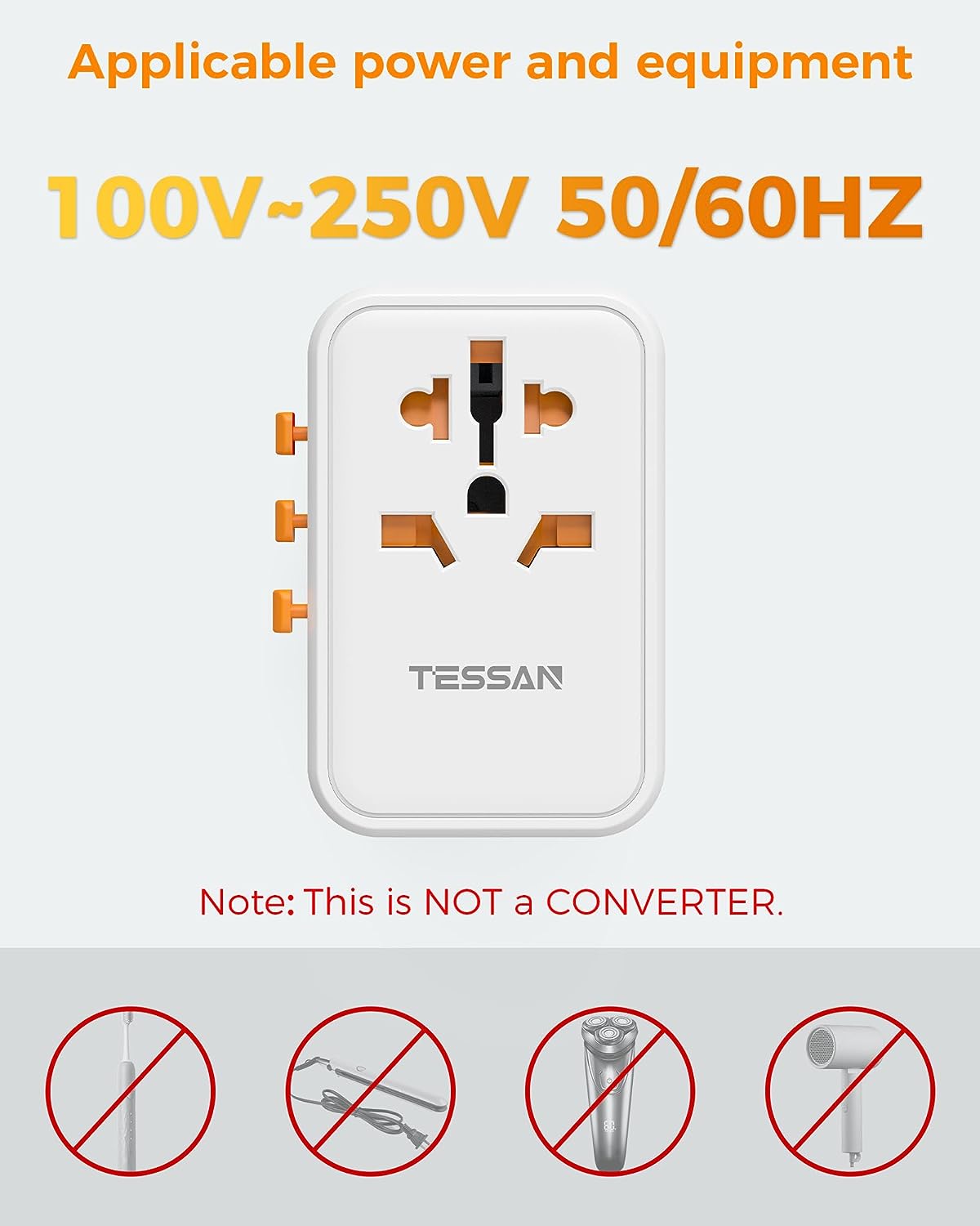 Universal Travel Adapter with 4 USB C and 1 USB Ports (Fast Charging PD 65W)