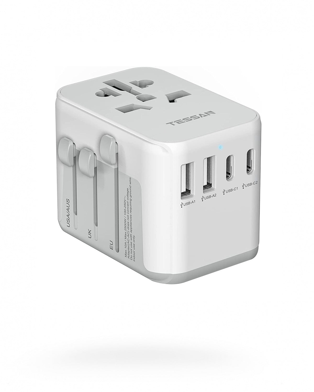 Universal Travel Adapter with 2 USB C and 2 USB A Ports (Fast Charging PD 17W)