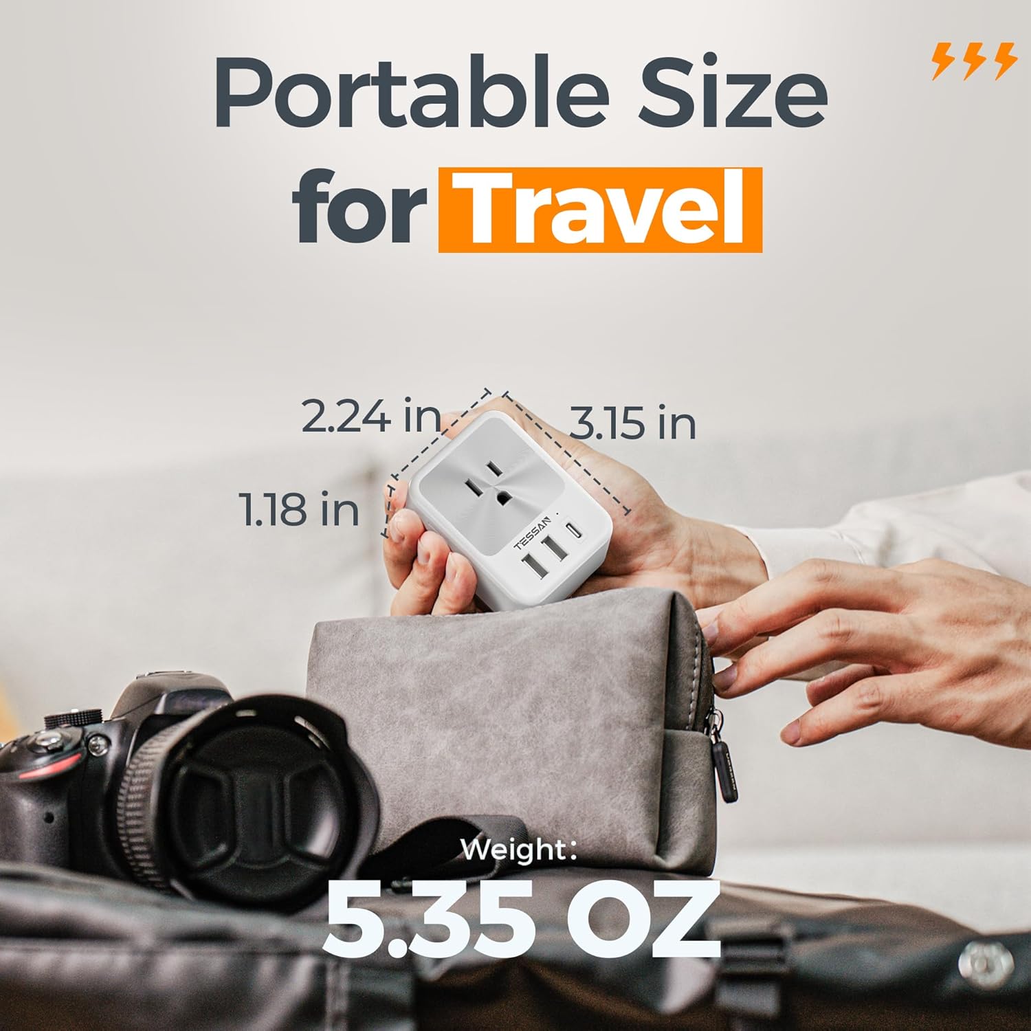 TESSAN South Africa Power Adapter with 4 AC Outlets 3 USB Ports