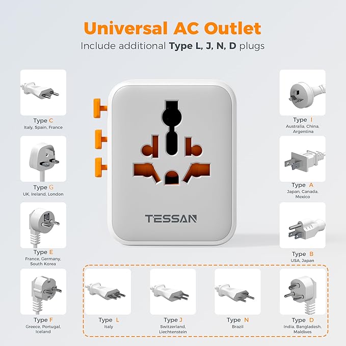 TESSAN 20W Universal Travel Adapter WTA10