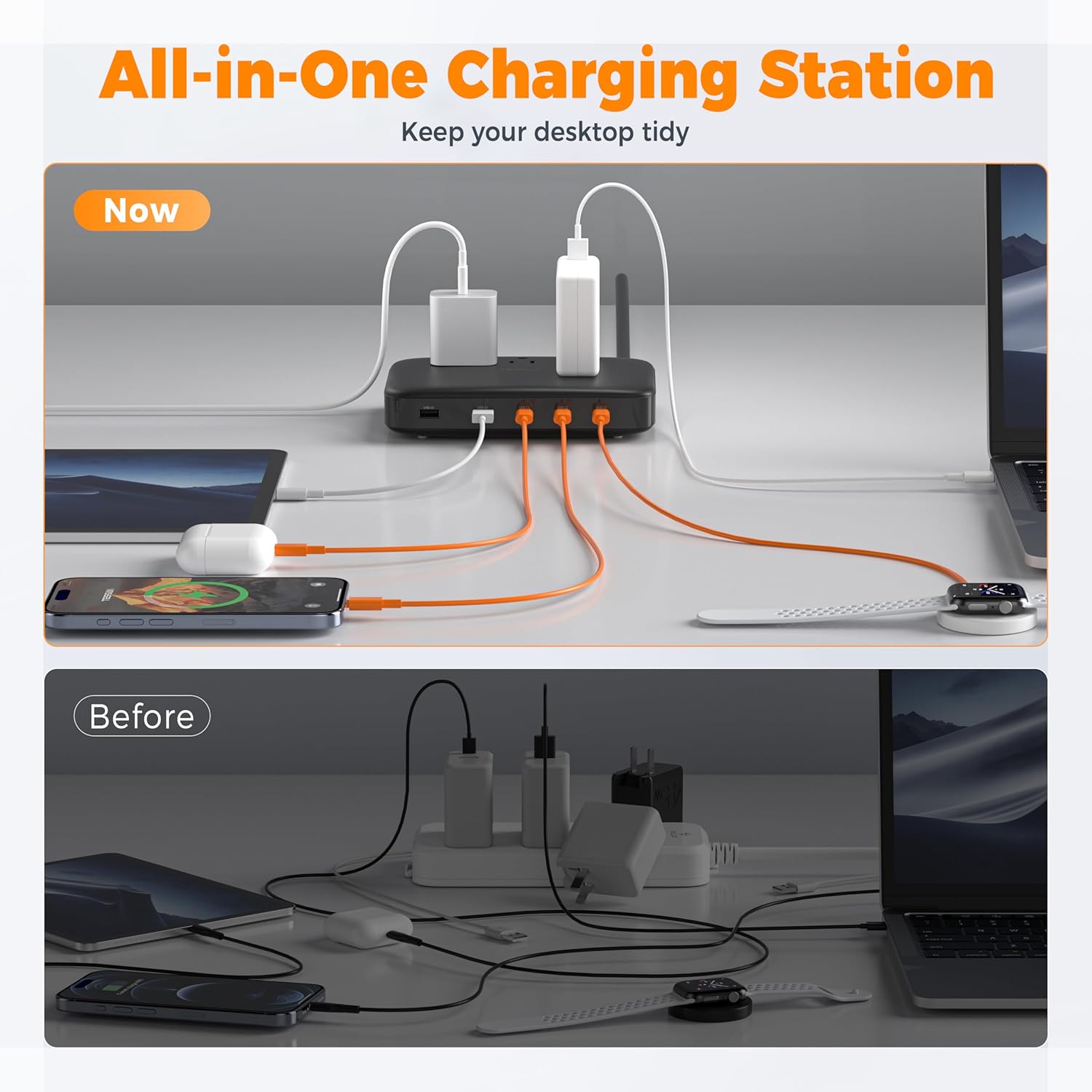 TESSAN Multiple Devices Fast Charging Station - Black