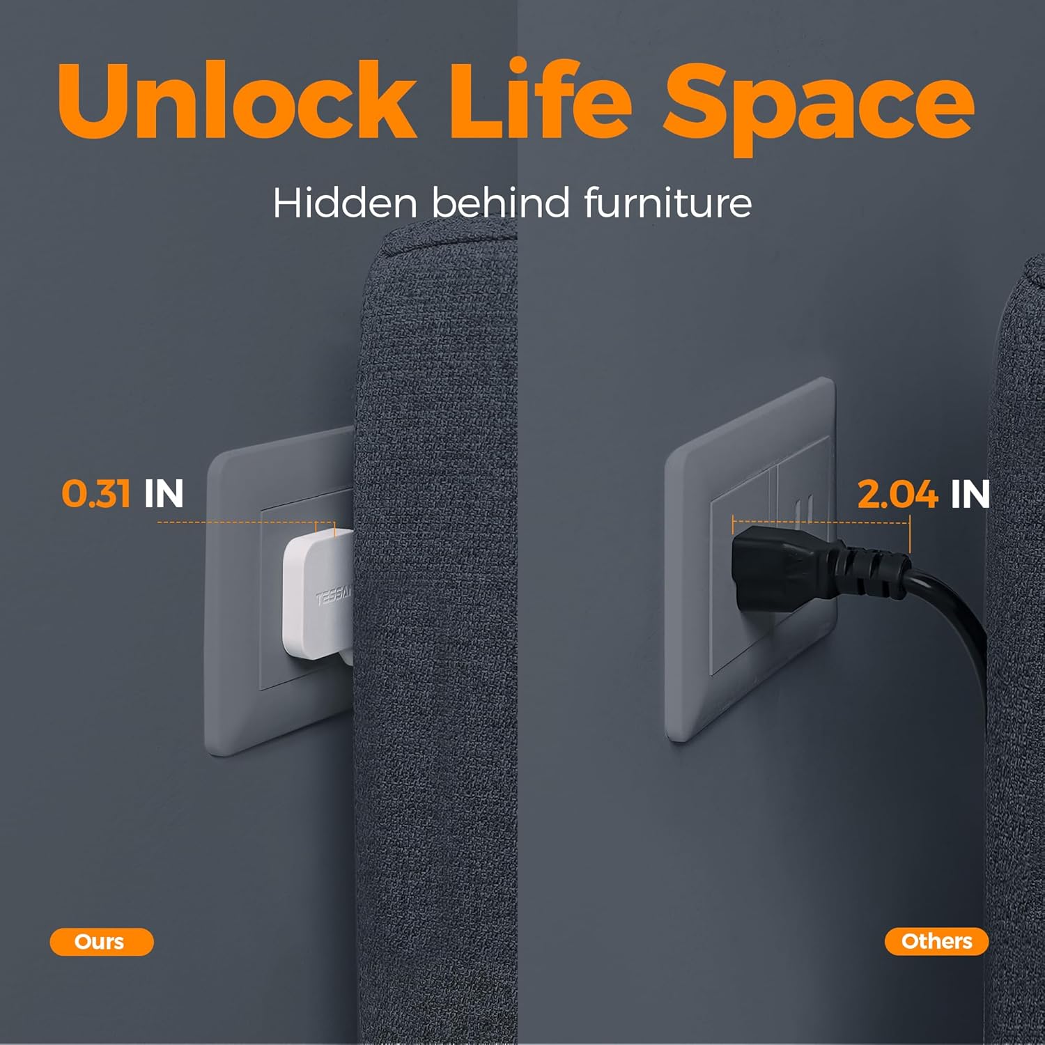 TESSAN Flat Plug Surge Protector Power Strip 102