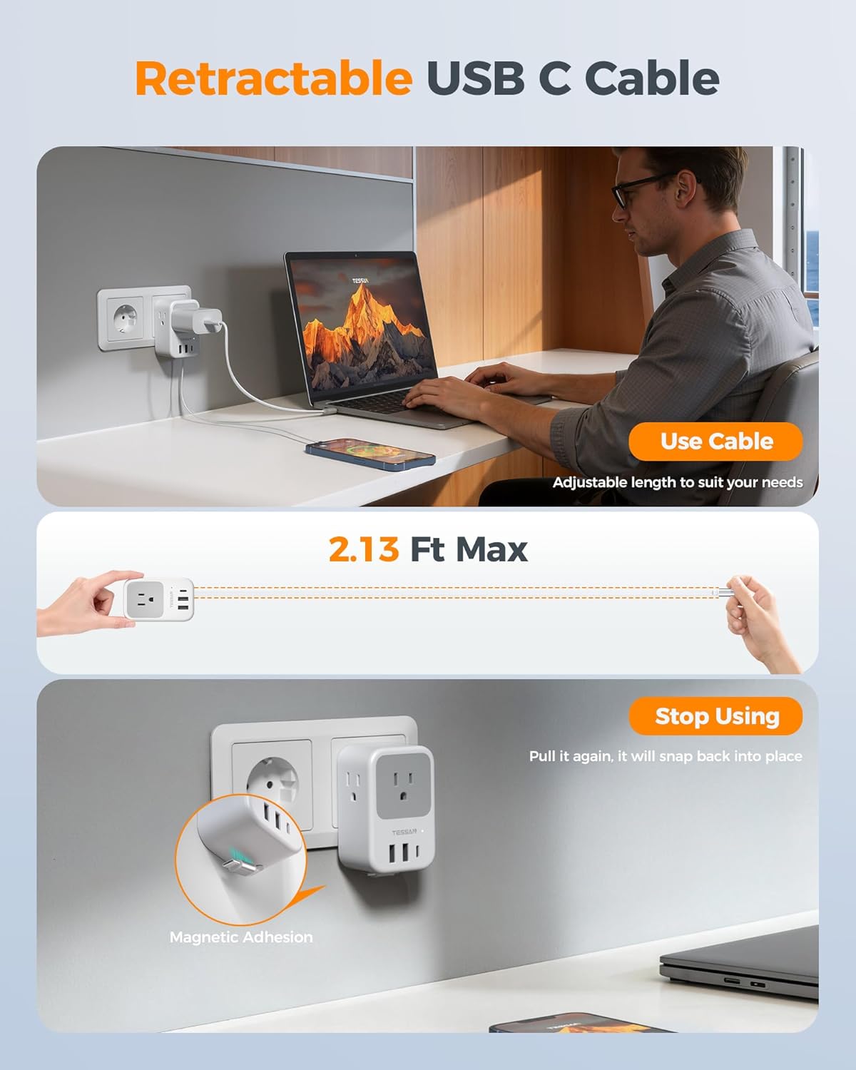 TESSAN European Travel Plug Adapter 2 Pack