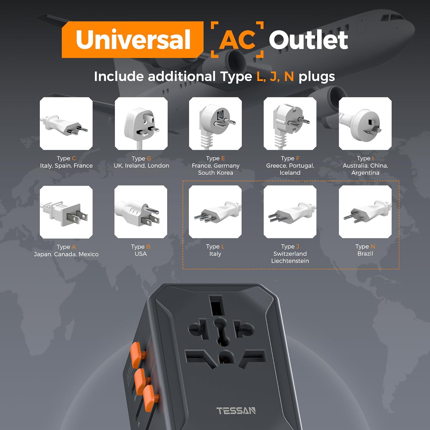 TESSAN GaN 65W Universal Travel Adapter WTA07