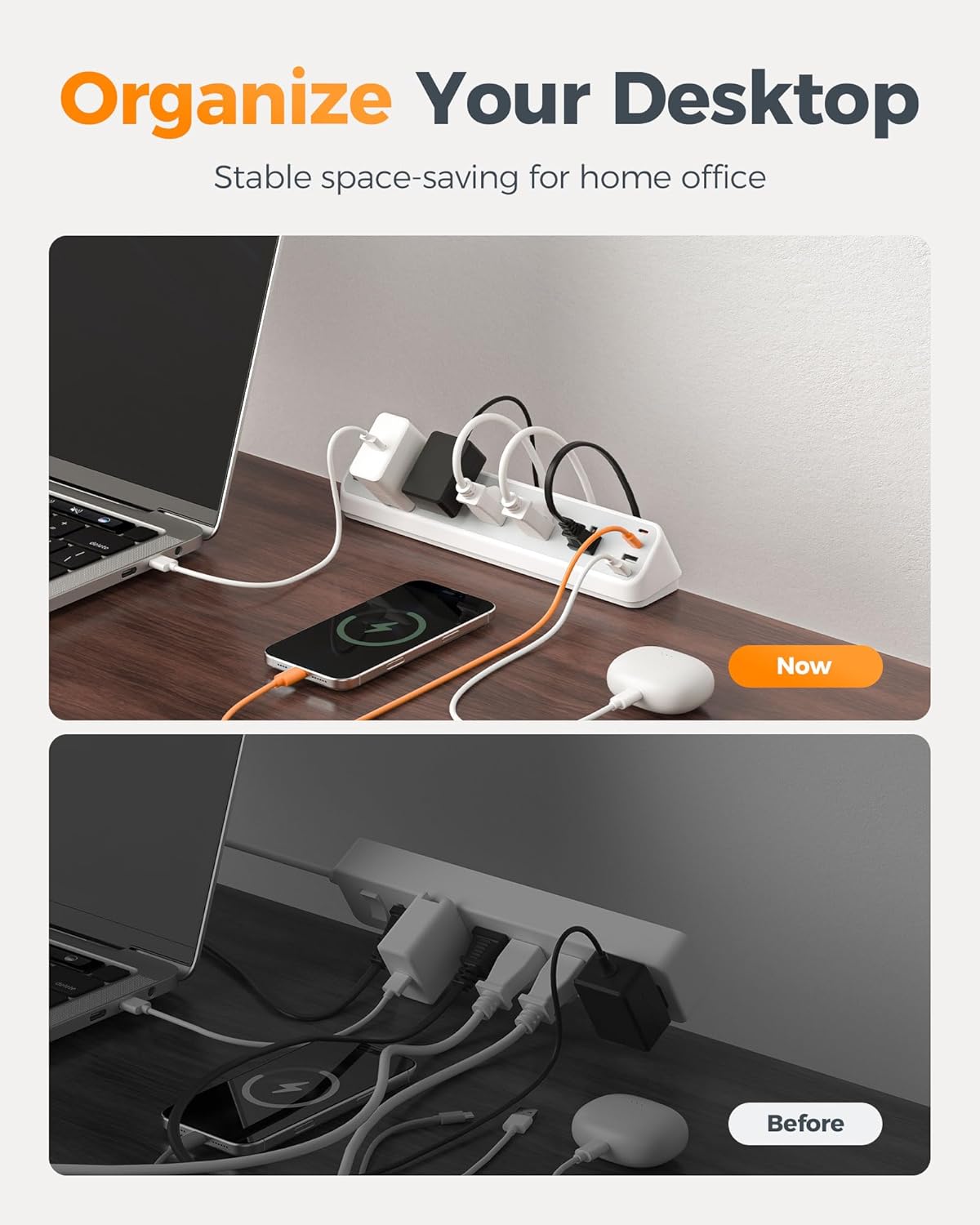 TESSAN Desk Clamp 2100J Surge Protector Power Strip PS06