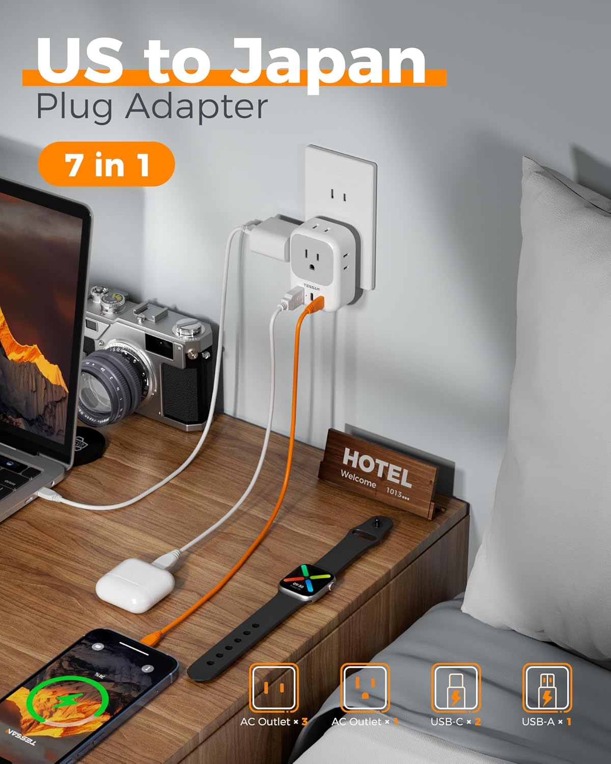 Tessan US to Japan Plug Adapter Type A