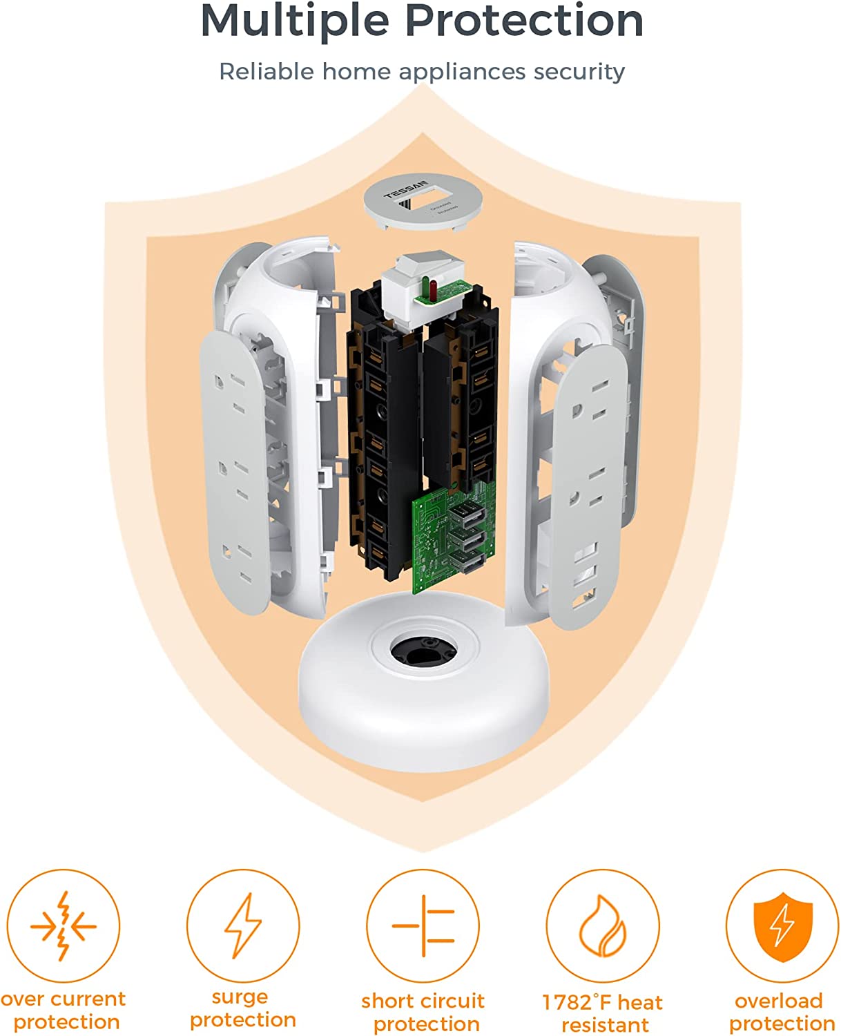 TESSAN Surge Protector 11 Outlets with 3 USB Charging Station