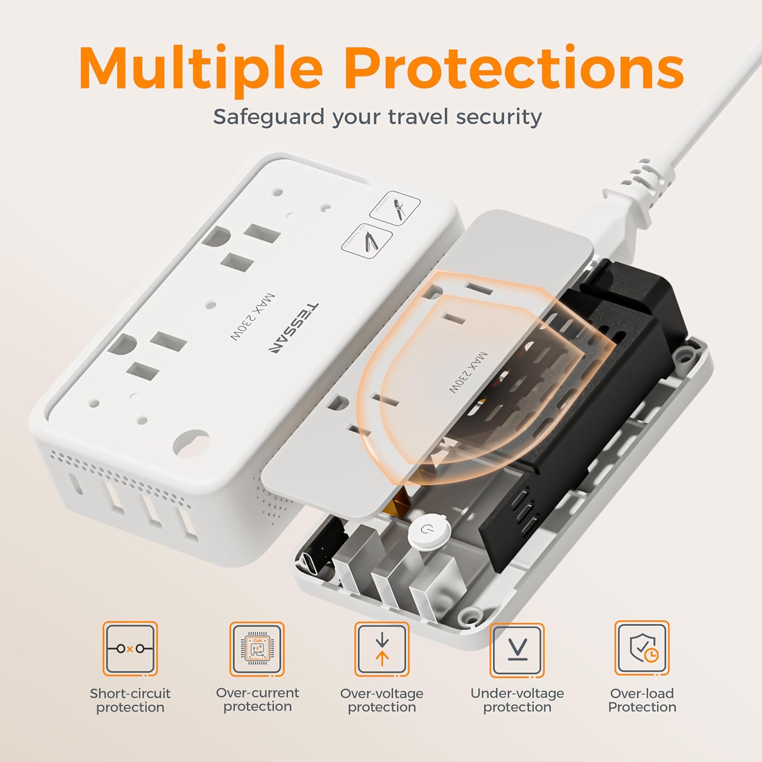TESSAN 220V to 110V Universal Voltage Converter TC02