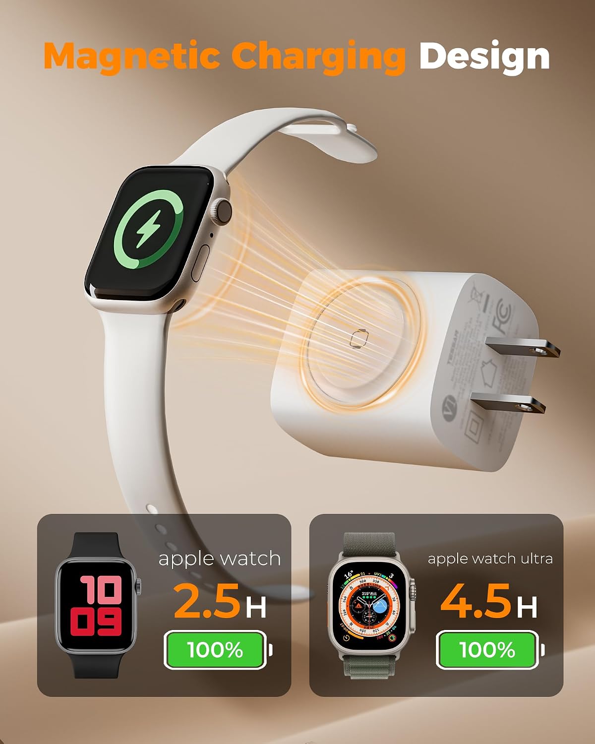 TESSAN 3-in-1 USB-C Charger with Apple Watch Charging