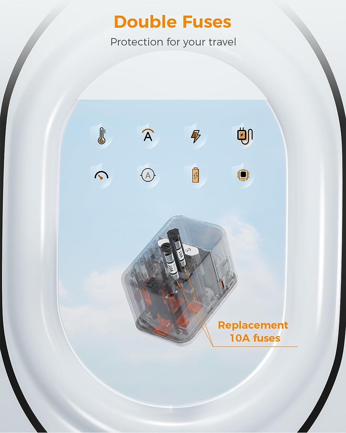 Universal Travel Adapter with 4 USB C and 1 USB Ports (Fast Charging PD 65W)