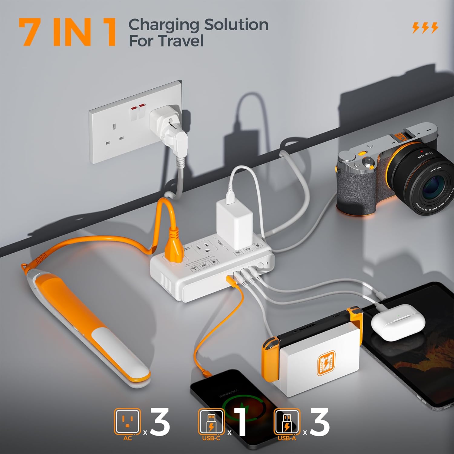 TESSAN Universal Travel Adapter 220V to 110V Voltage Converter with 4 USB Ports (1 USB C)