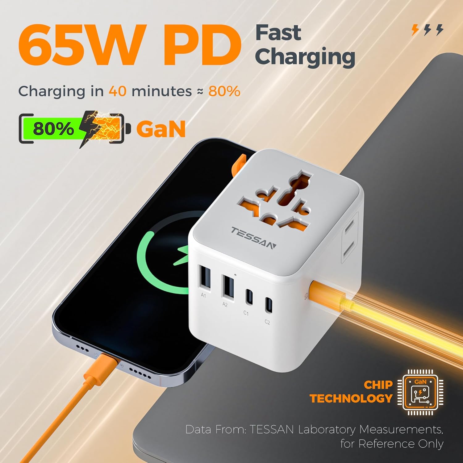 TESSAN 65W GaN Universal Travel Adapter WTA09