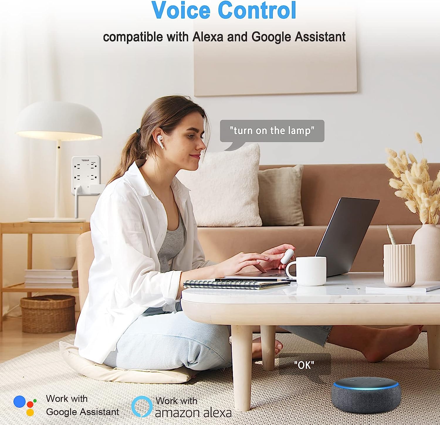 TESSAN Smart Power Strip with 6 Multi Outlet 3 USB