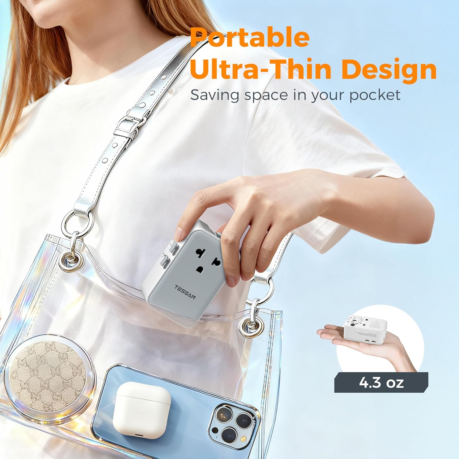 TESSAN Ultra Thin Universal Travel Adapter PD 25W