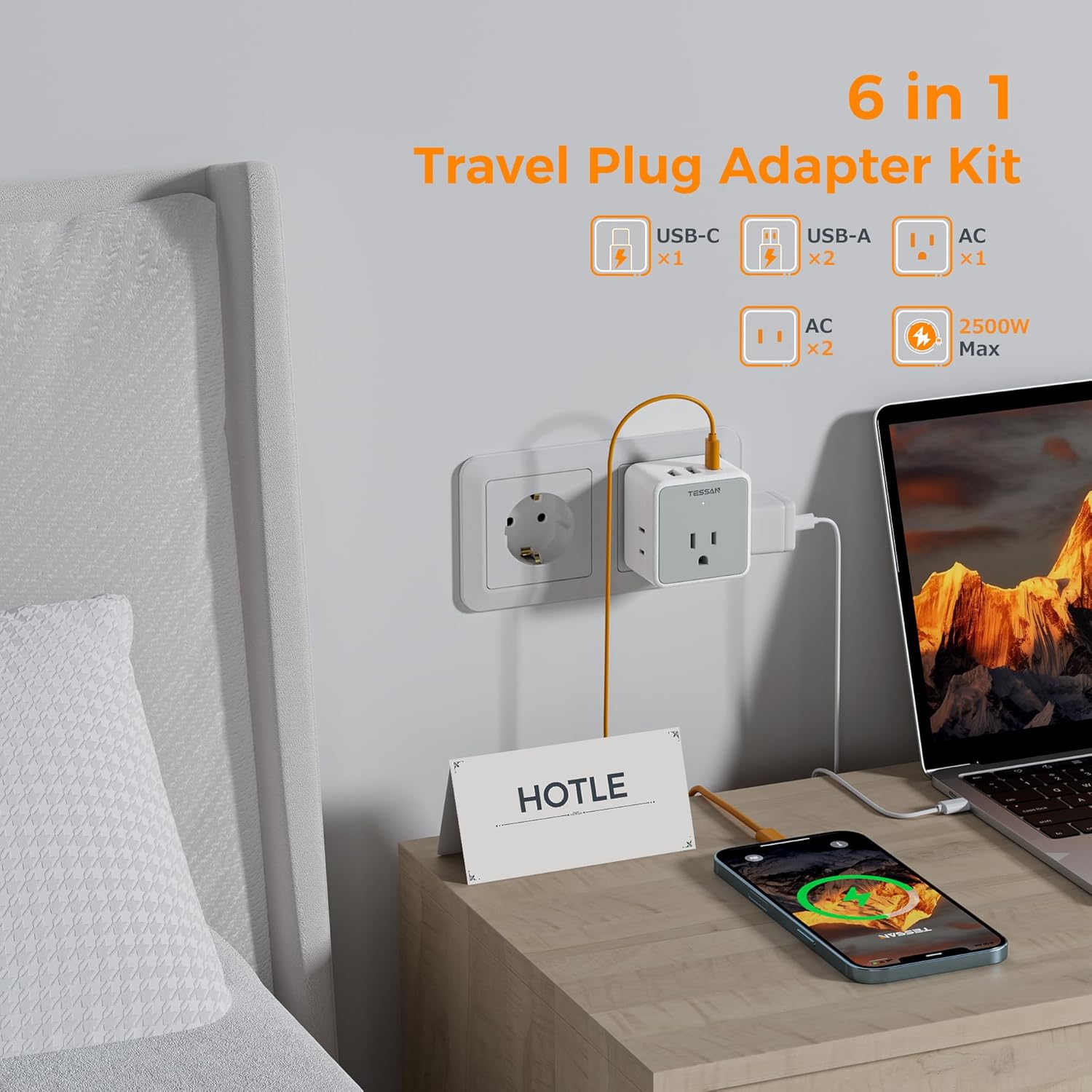 TESSAN 6-in-1 Universal Travel Adapter Kit