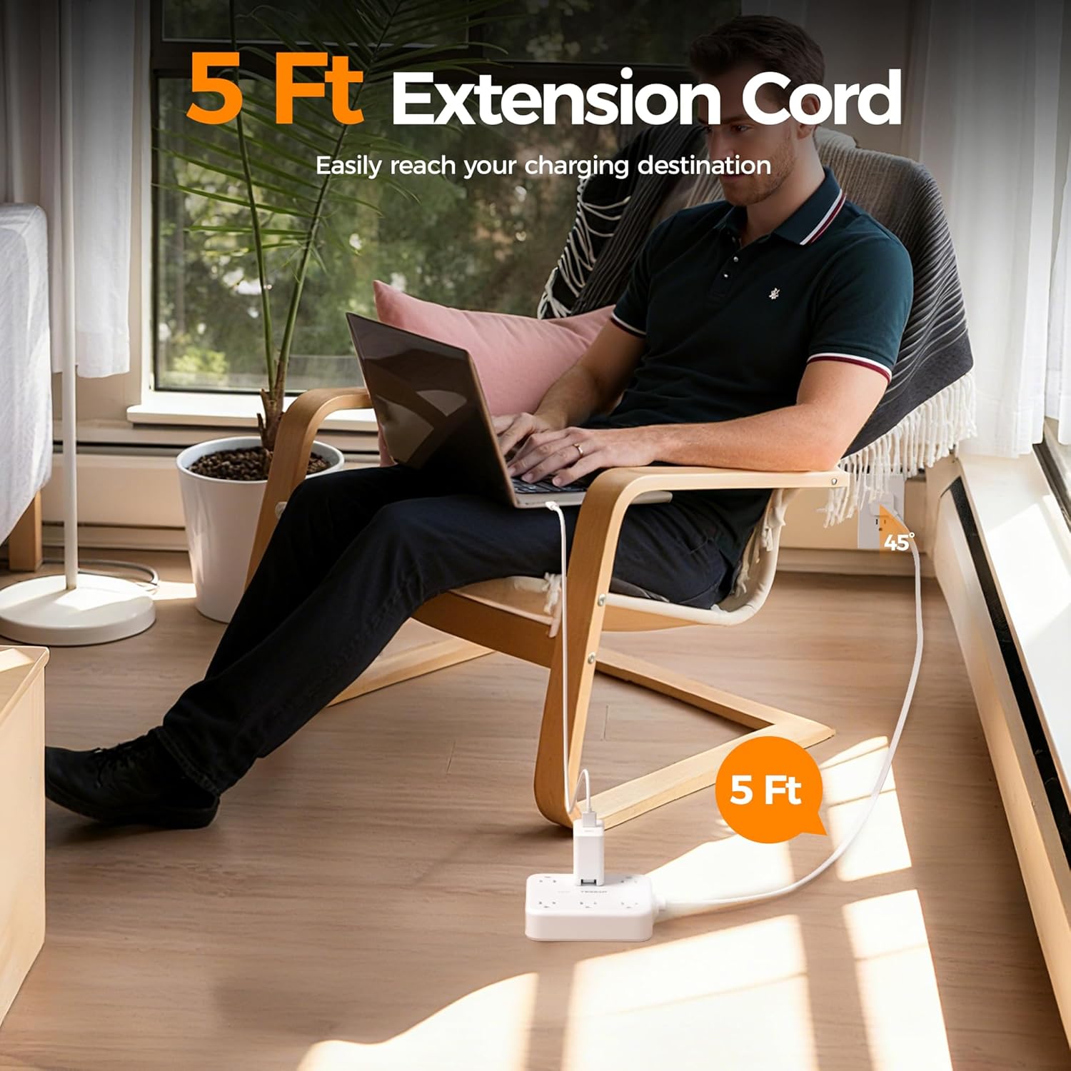 TESSAN 5 Ft Surge Protector Power Strip PS08