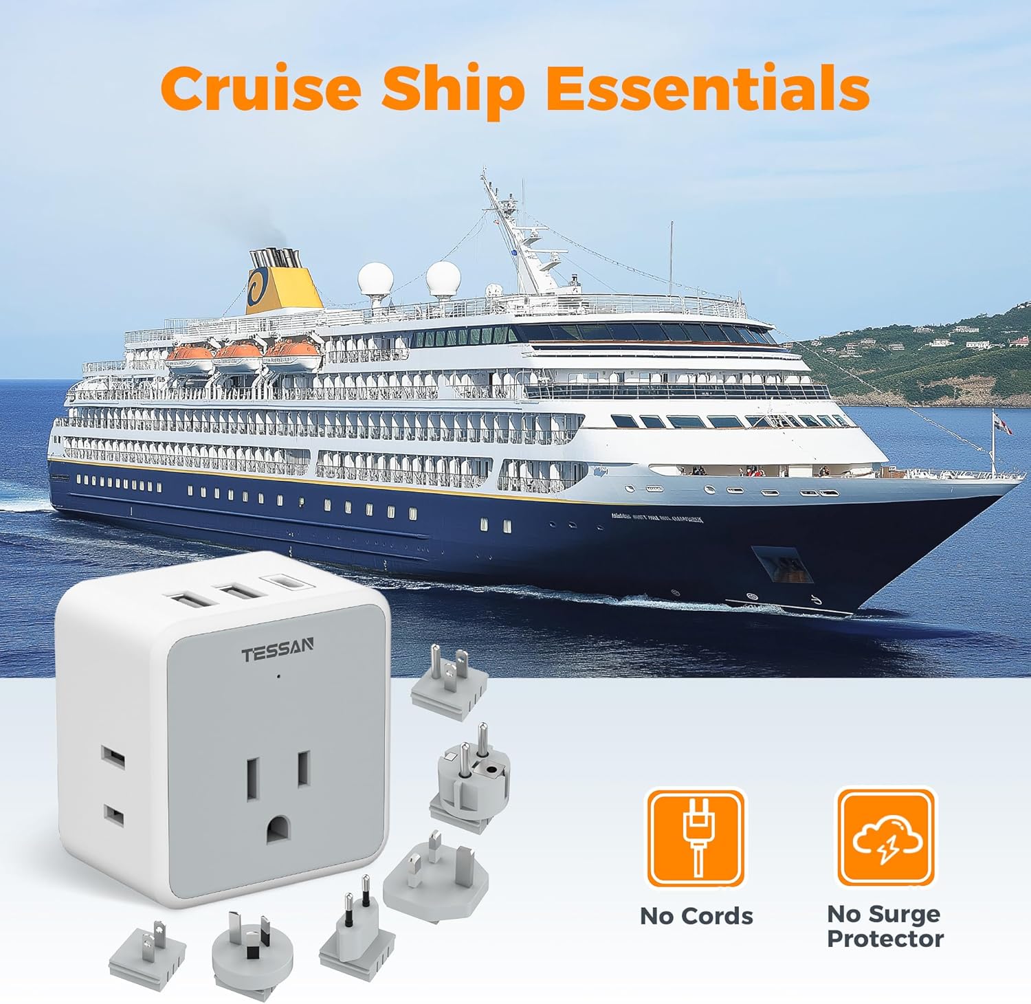 TESSAN 6-in-1 Universal Travel Adapter Kit