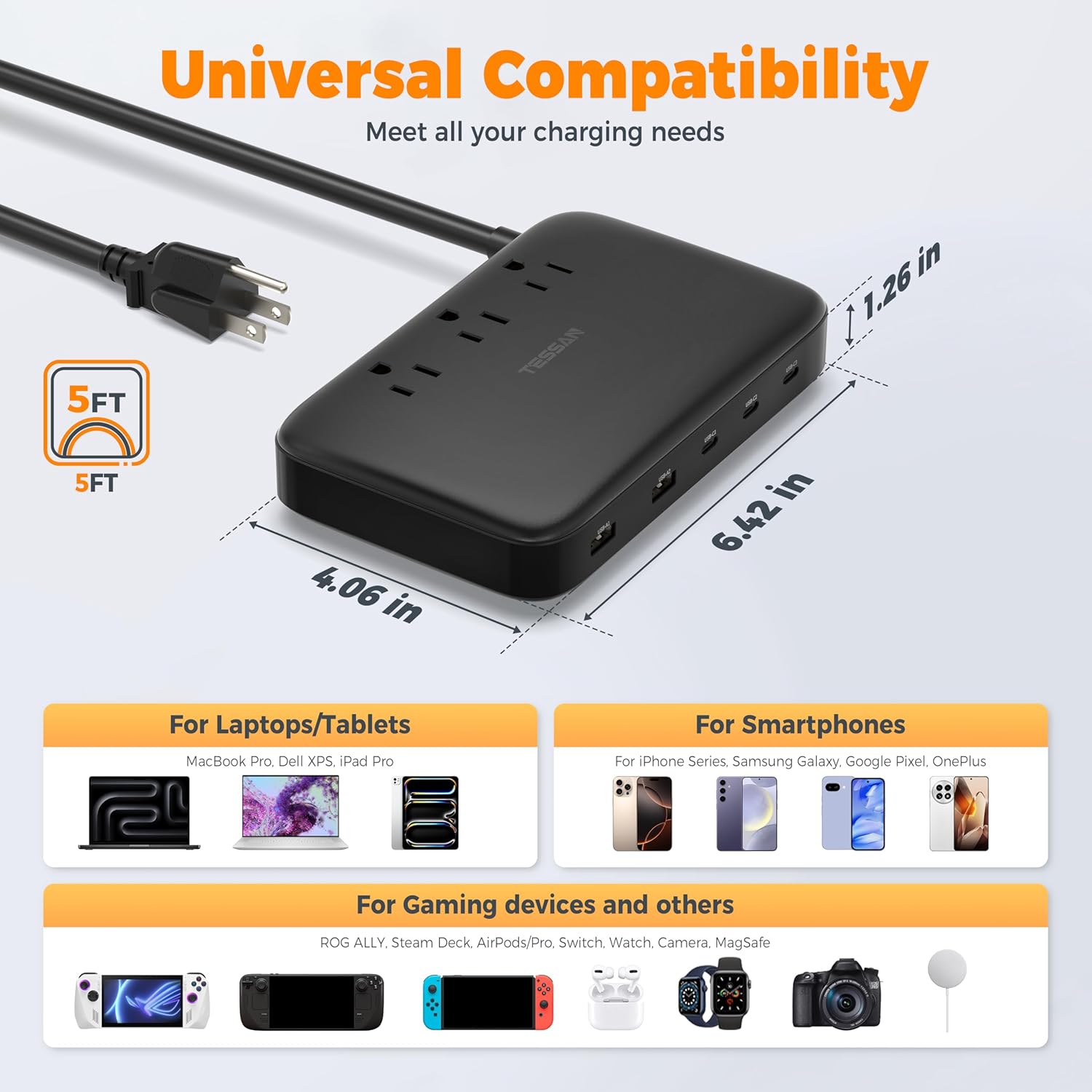 TESSAN Multiple Devices Fast Charging Station - Black