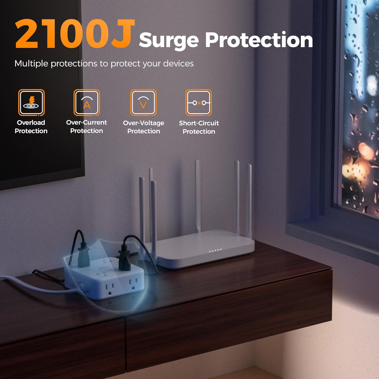 TESSAN 15 Ft Surge Protector Power Strip PS07