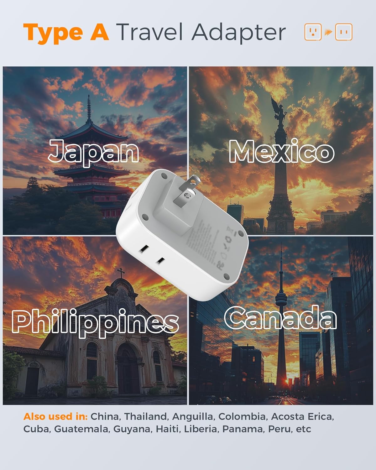 Tessan US to Japan Plug Adapter Type A