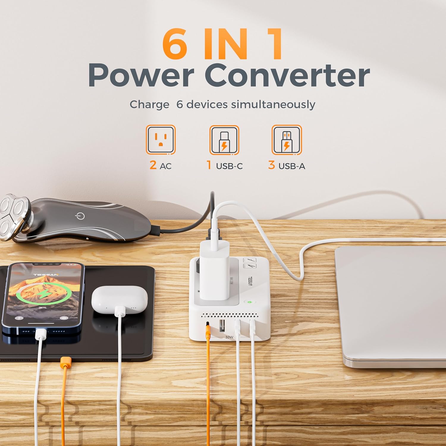 TESSAN 220V to 110V Universal Voltage Converter TC02