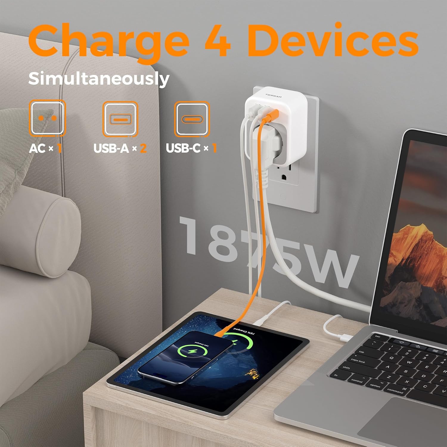 TESSAN EU to US Type C/E/F Plug Adapter TA03