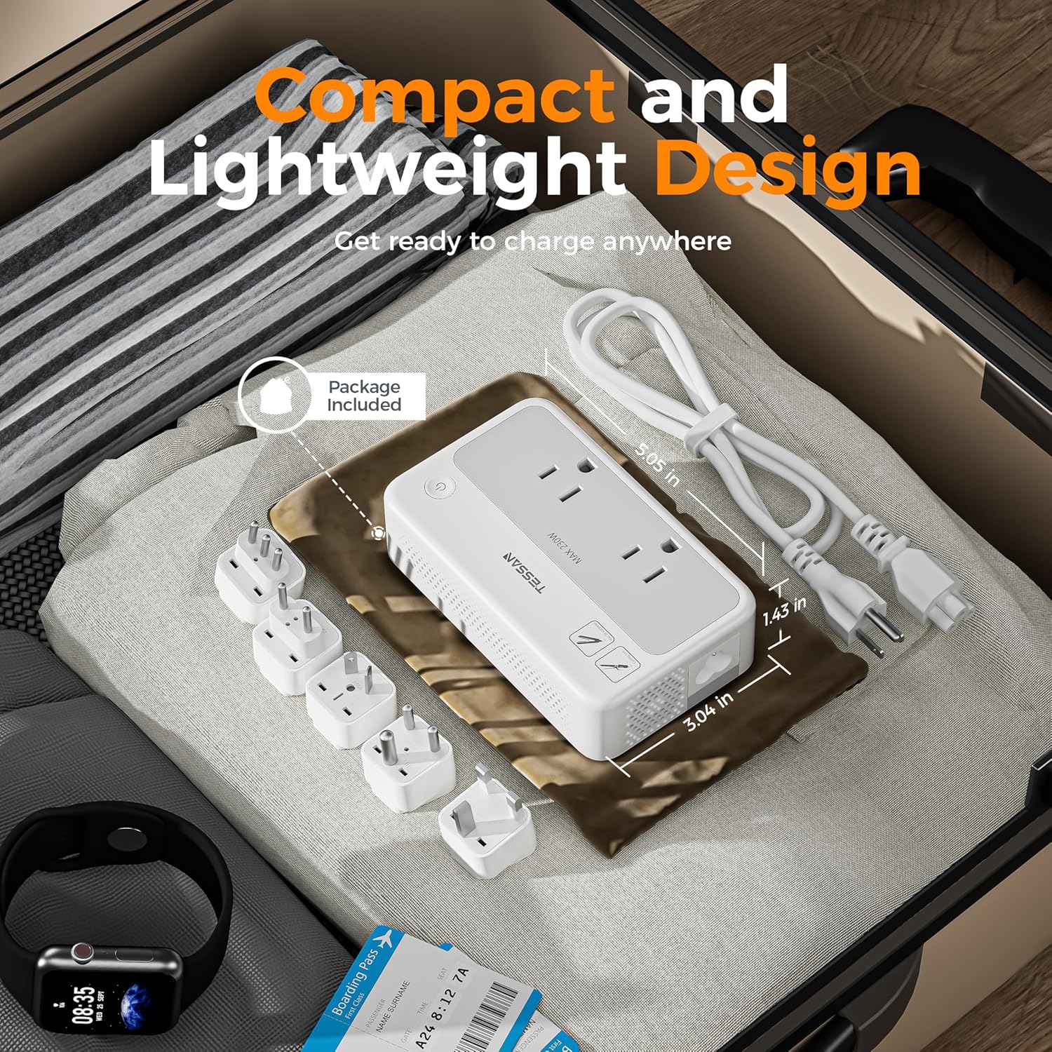 TESSAN 220V to 110V Universal Voltage Converter TC02