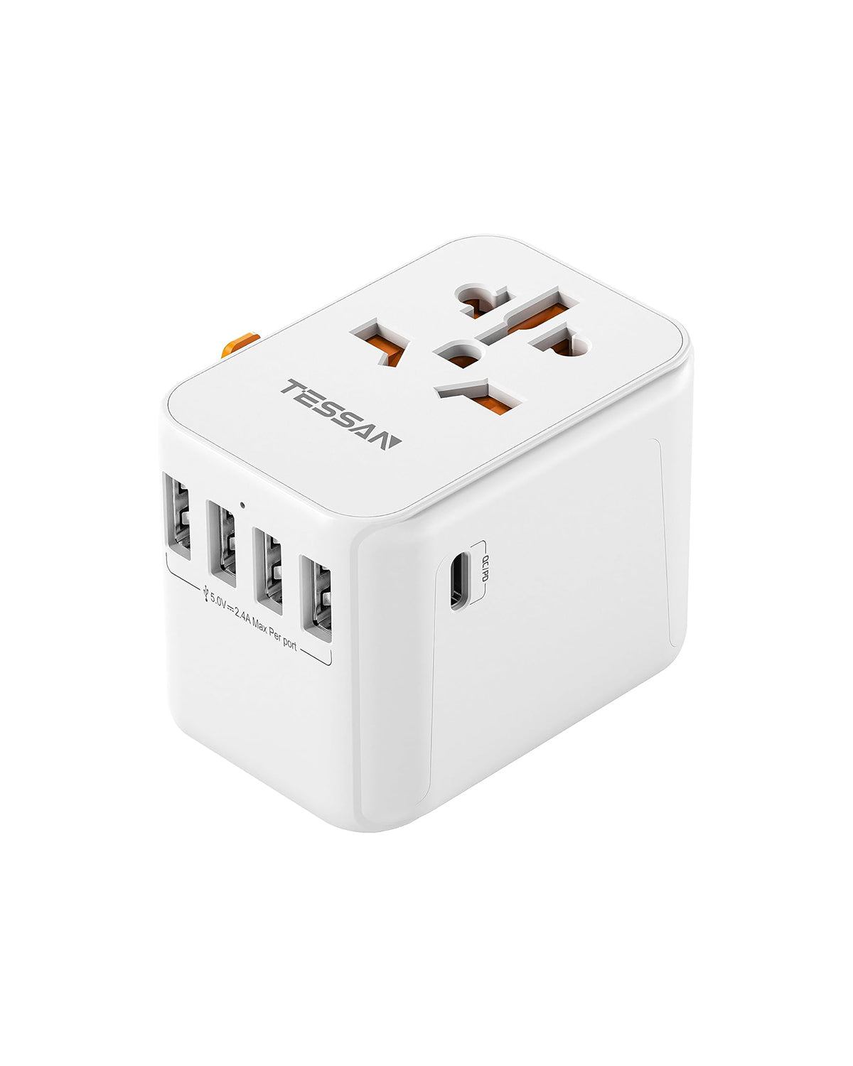 TESSAN International Plug Adaptor with 1 USB C and 4 USB A Ports, Universal Travel Plug Adapter 30W