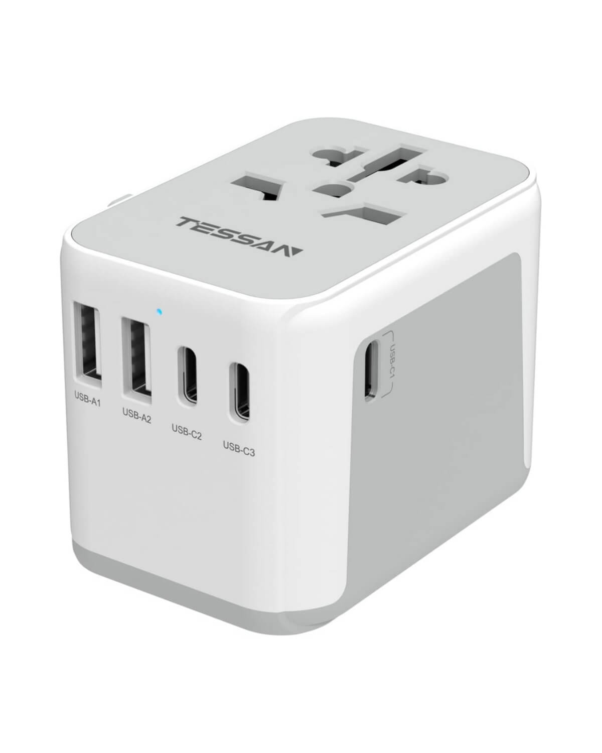 TESSAN Universal Travel Adapter 5 USB Ports - Gray