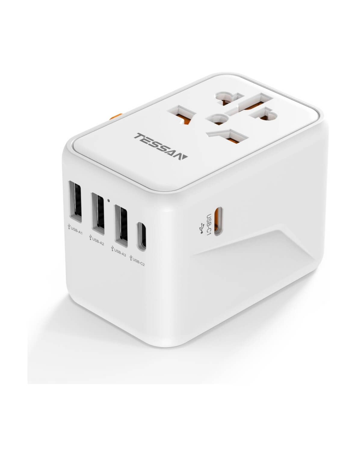 TESSAN GaN Universal Travel Adapter with USB-C - White