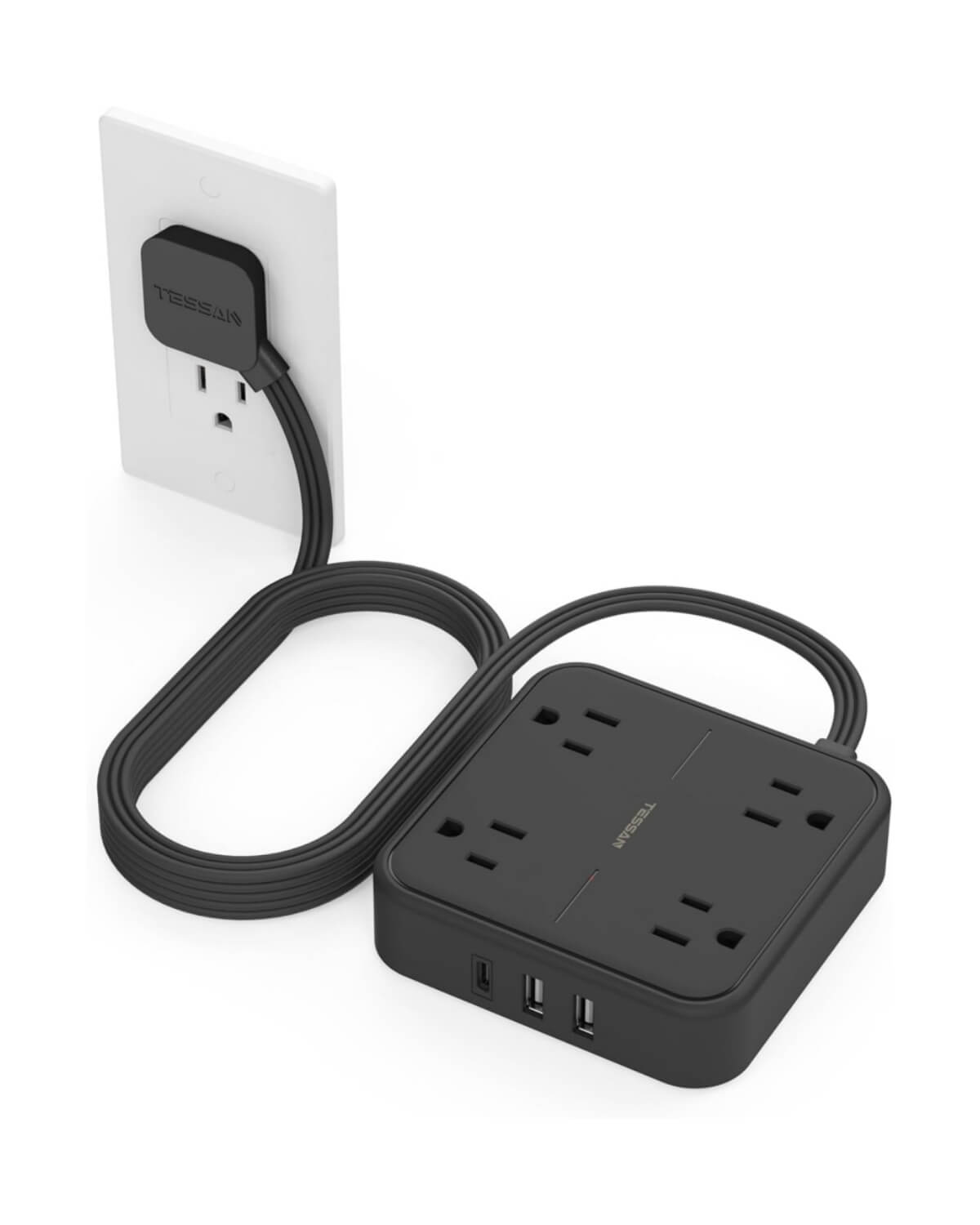 TESSAN Flat Plug Surge Protector Power Strip 102