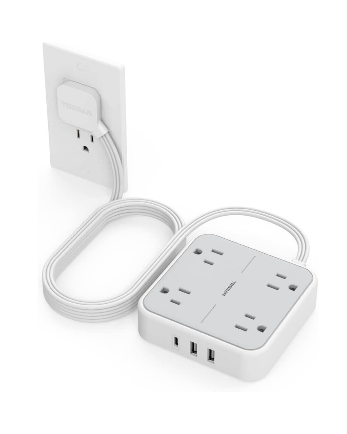 TESSAN Flat Plug Surge Protector Power Strip 102