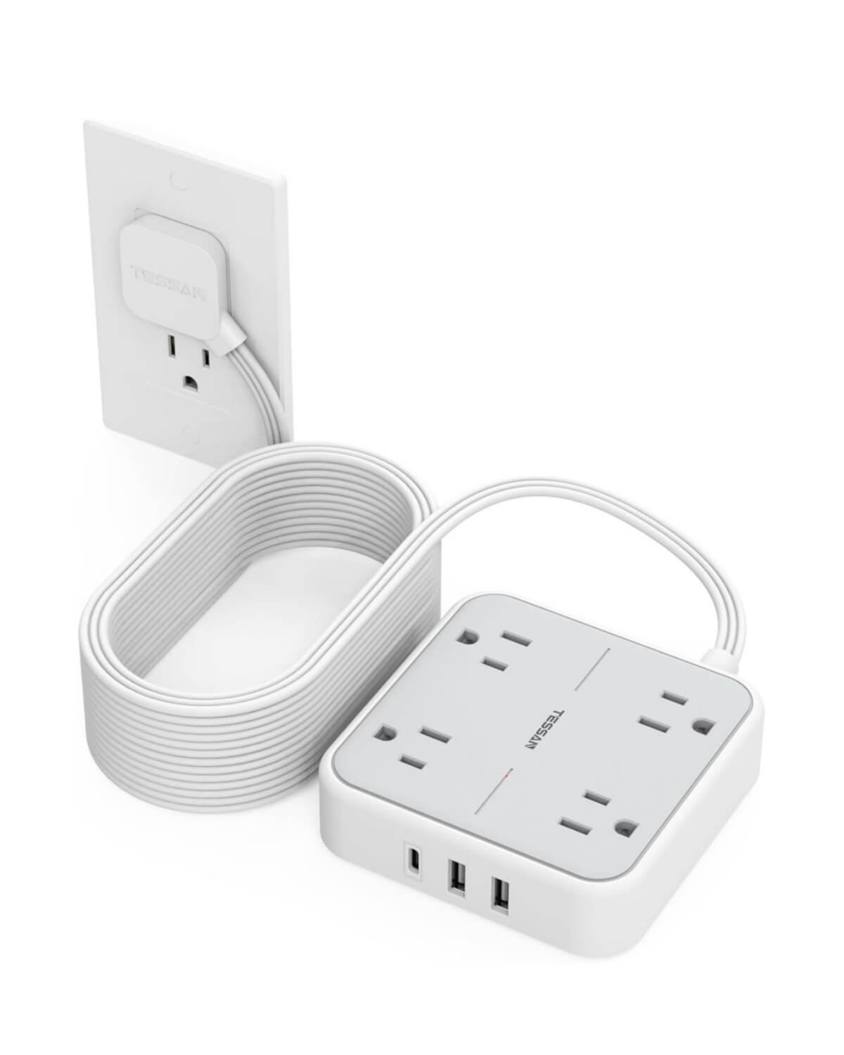 TESSAN Flat Plug Surge Protector Power Strip 102