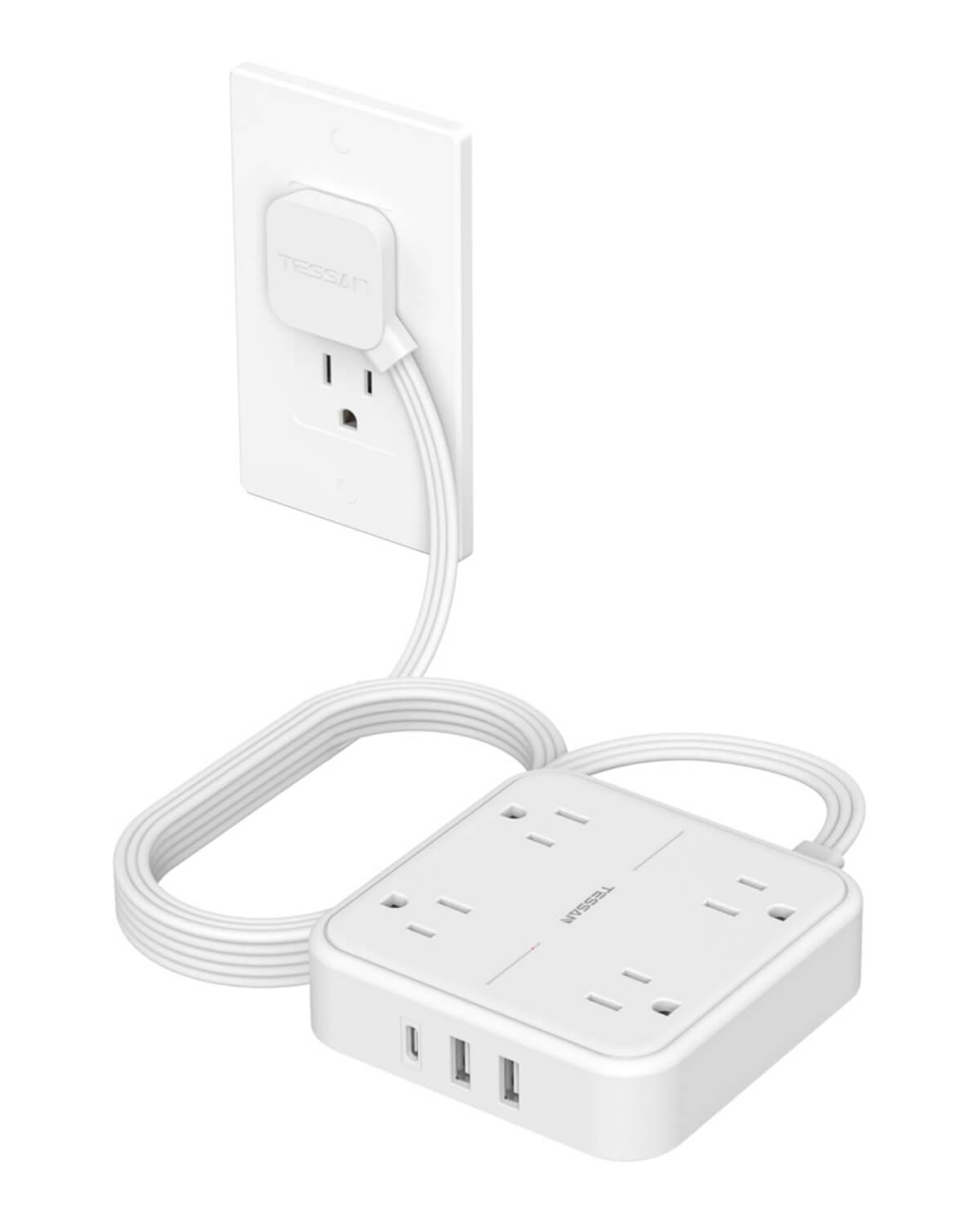 TESSAN Flat Plug Surge Protector Power Strip 102