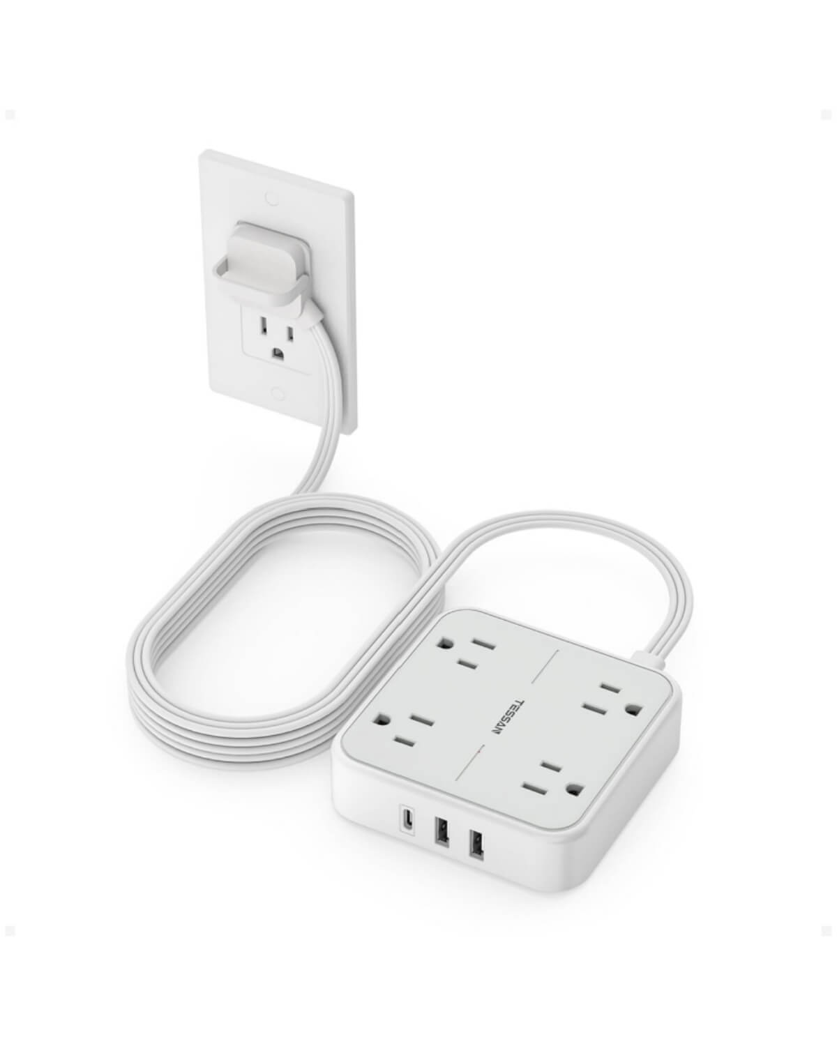 TESSAN Flat Plug Surge Protector Power Strip 102