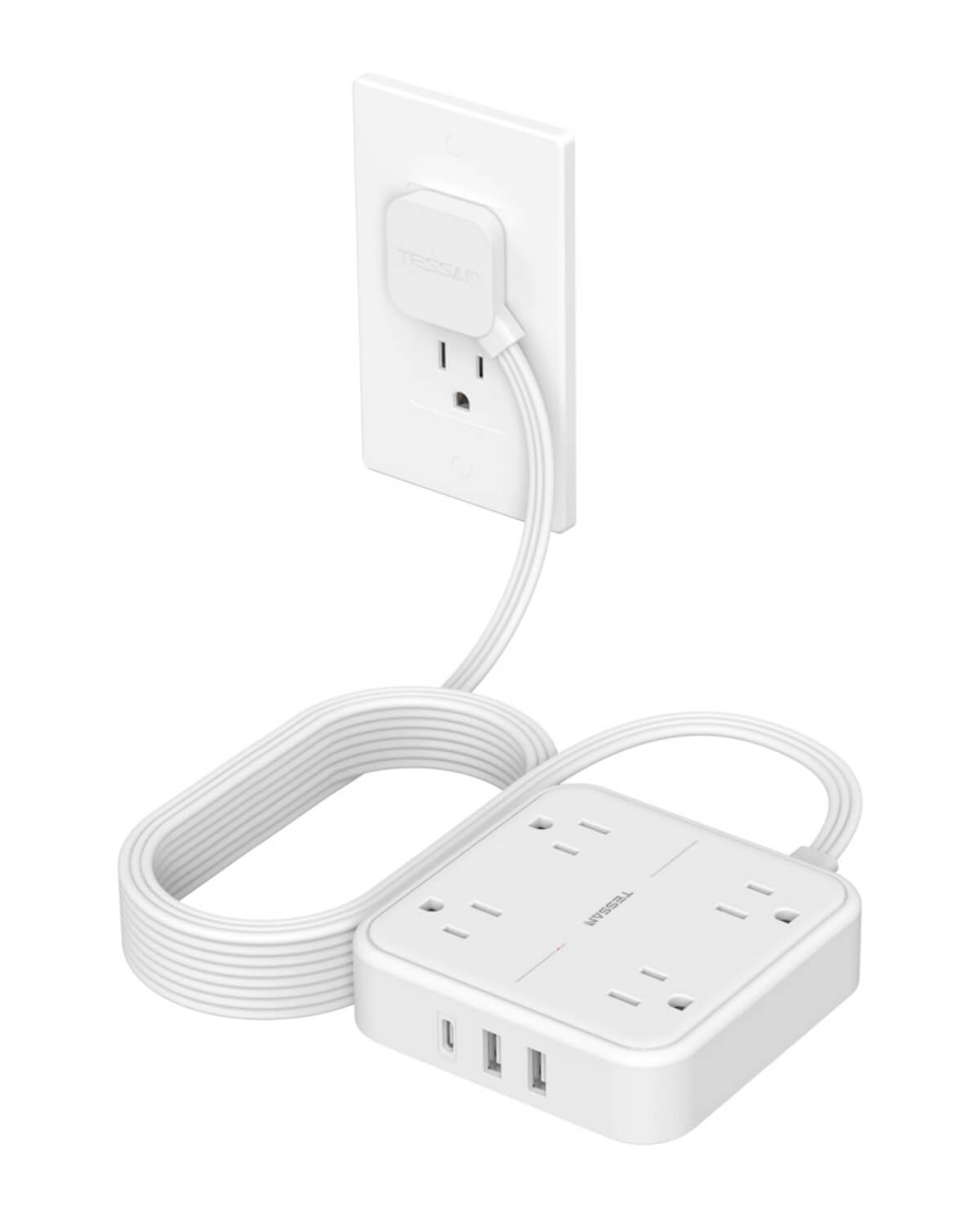 TESSAN Flat Plug Surge Protector Power Strip 102