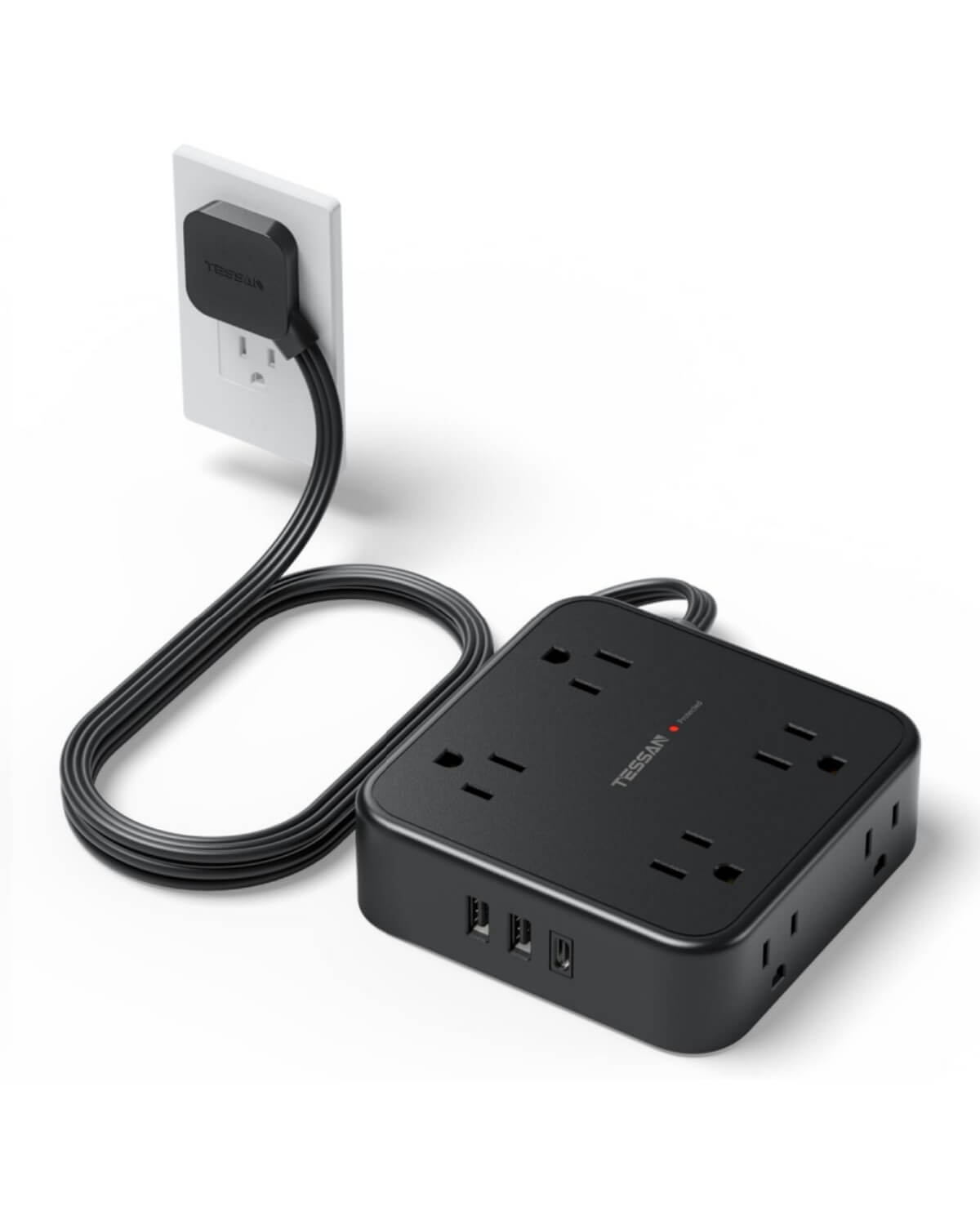 TESSAN Flat Plug Surge Protector Power Strip 1026