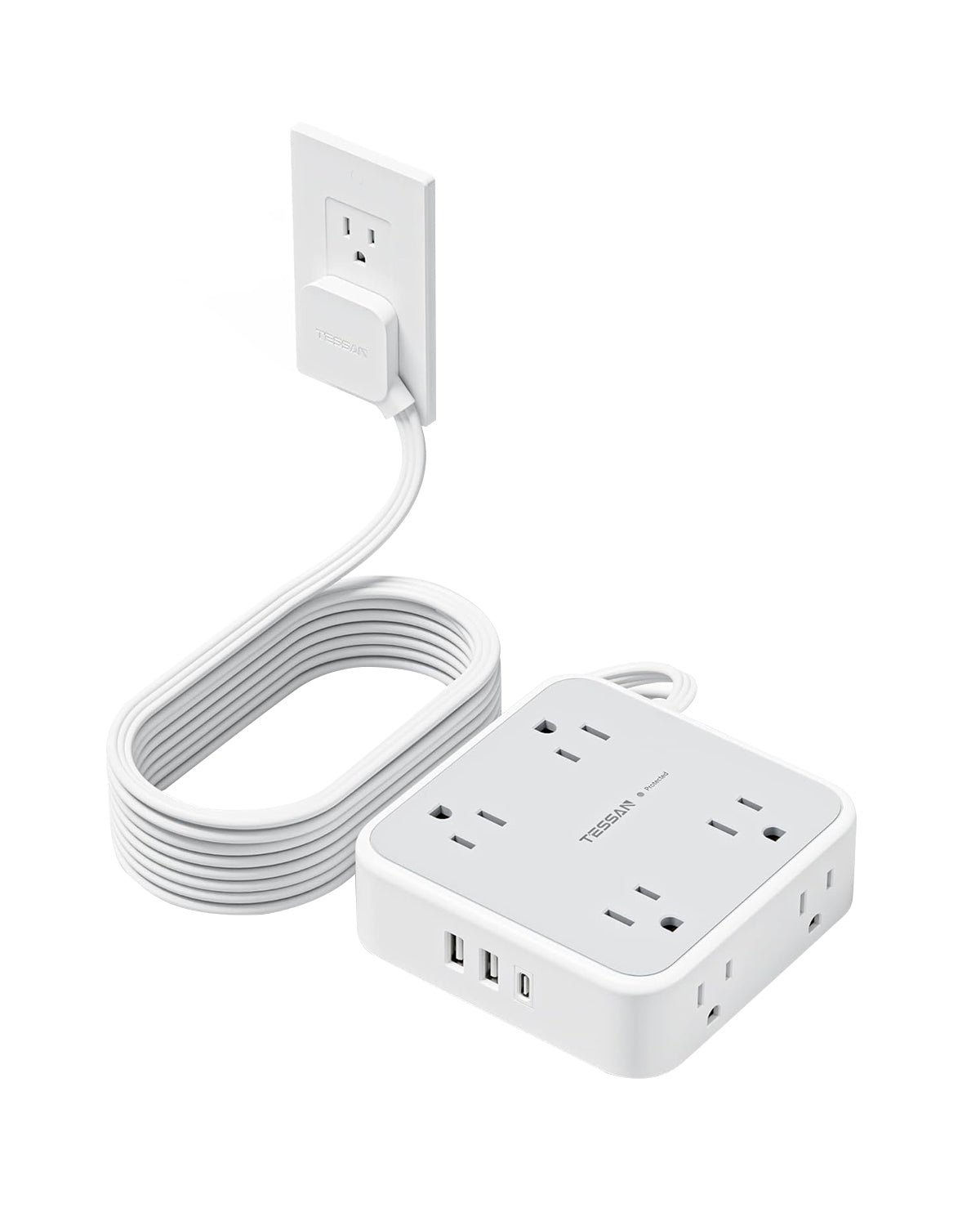 Surge Protector Power Strip, 8 AC Outlets, 3 USB Charger(1 USB C Port)
