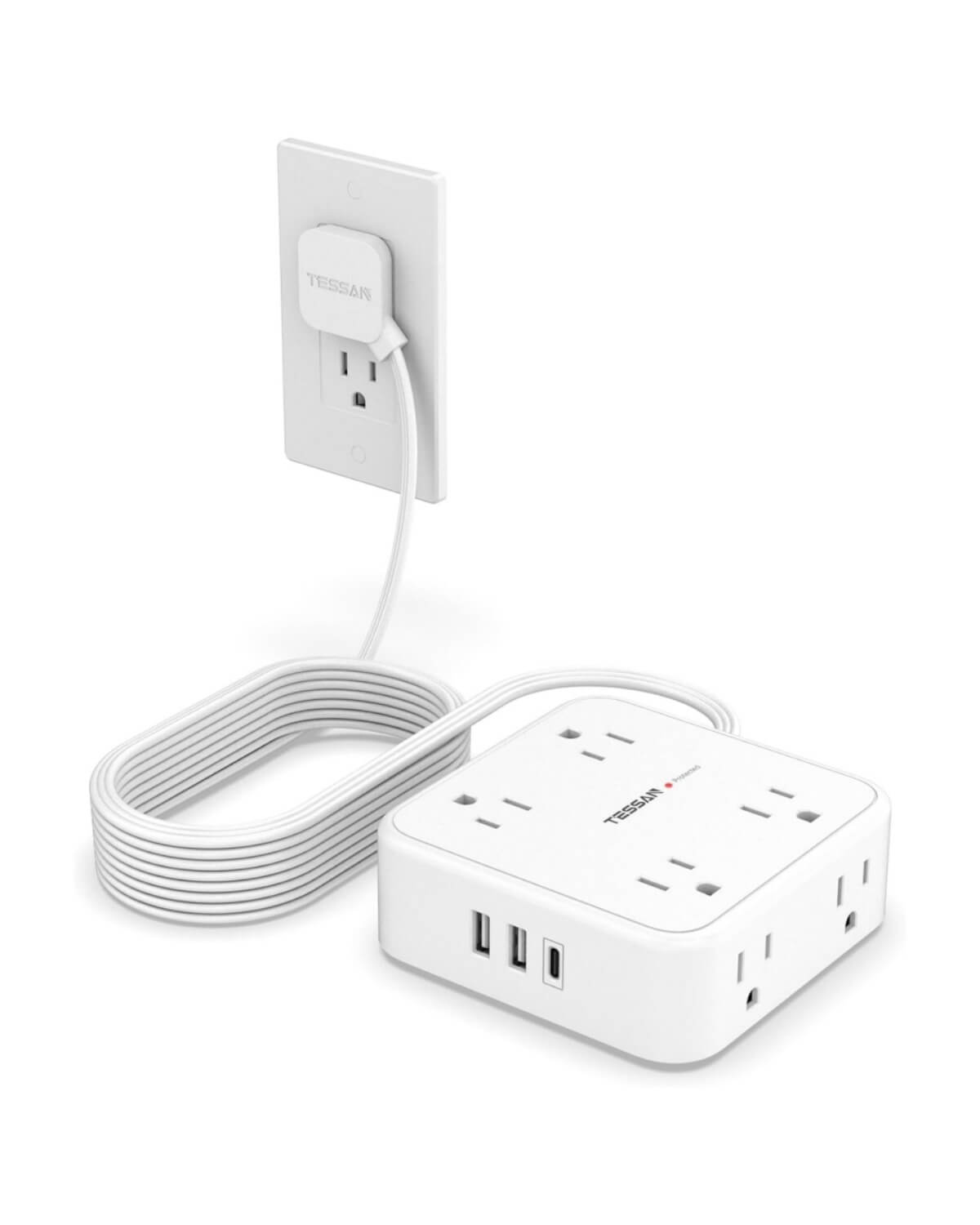 TESSAN Flat Plug Surge Protector Power Strip 1026