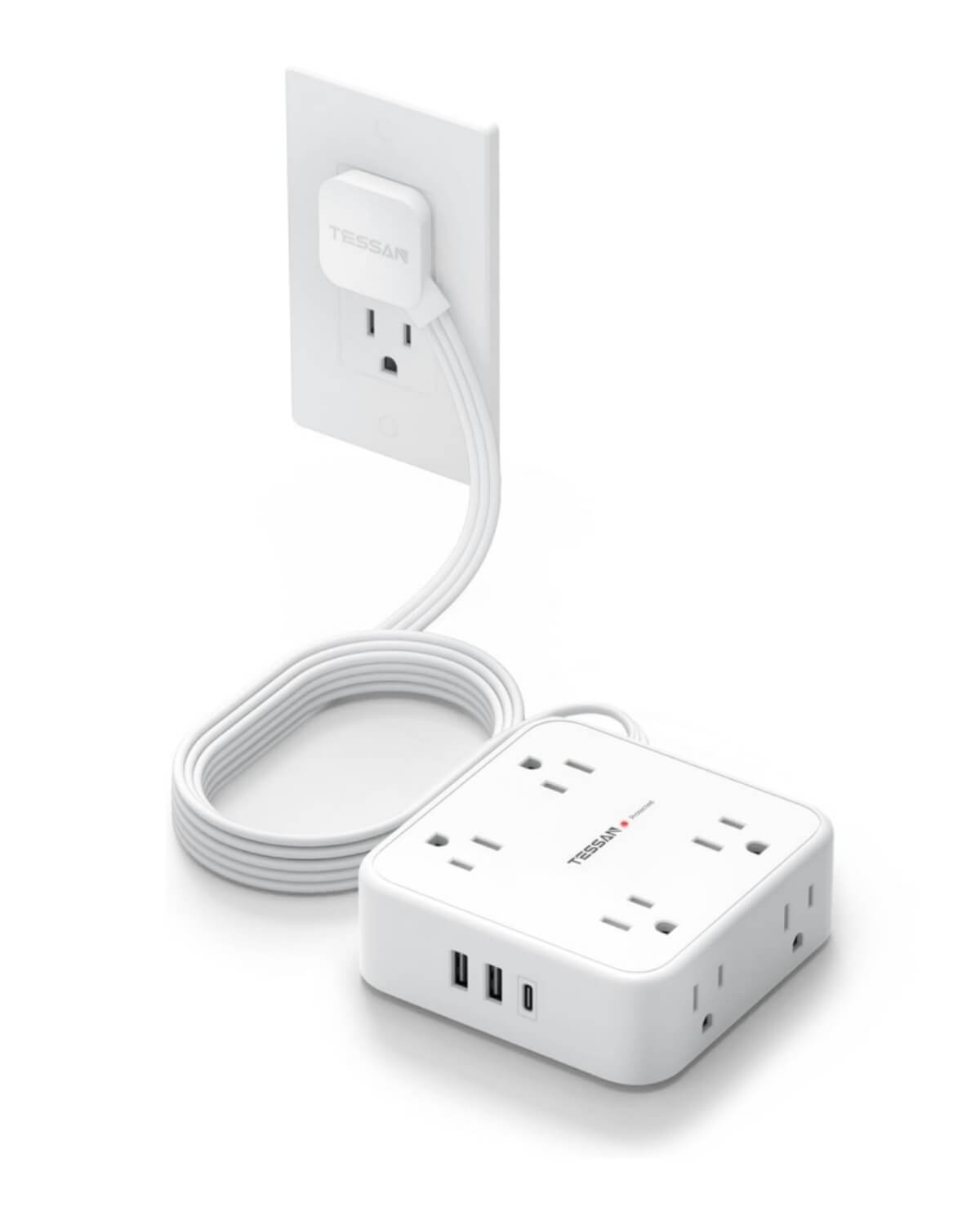 TESSAN Flat Plug Surge Protector Power Strip 1026