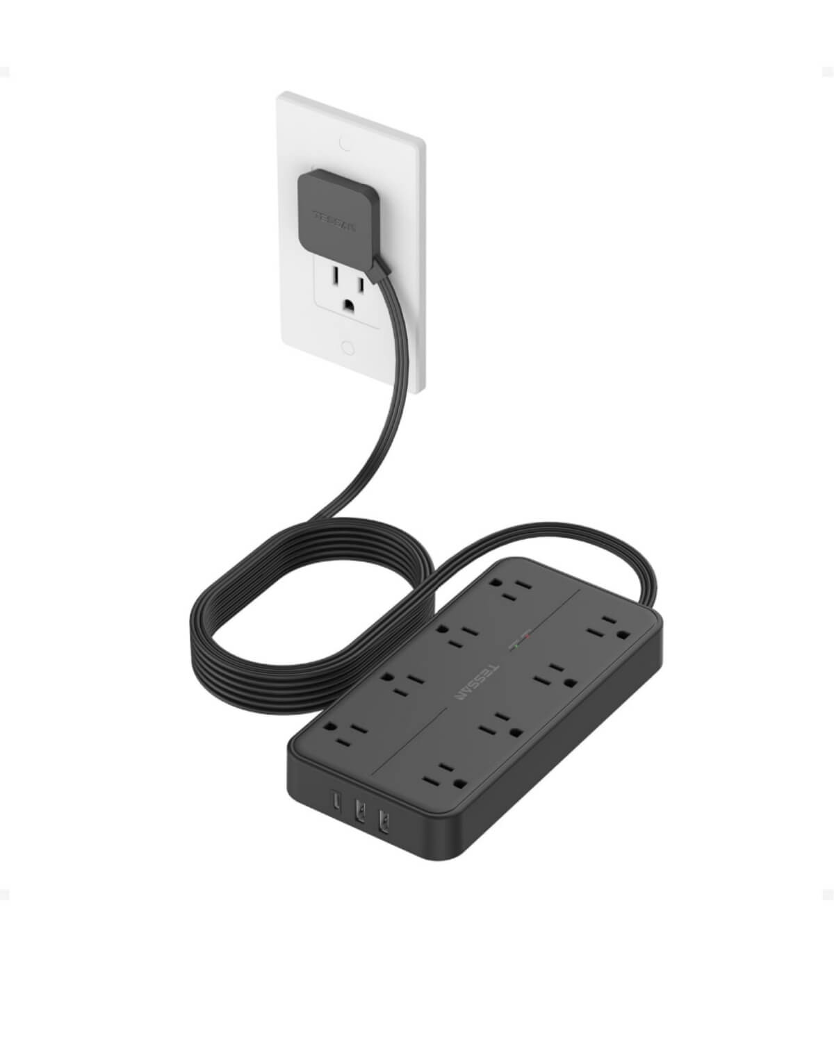 TESSAN Flat Plug Surge Protector Power Strip 108