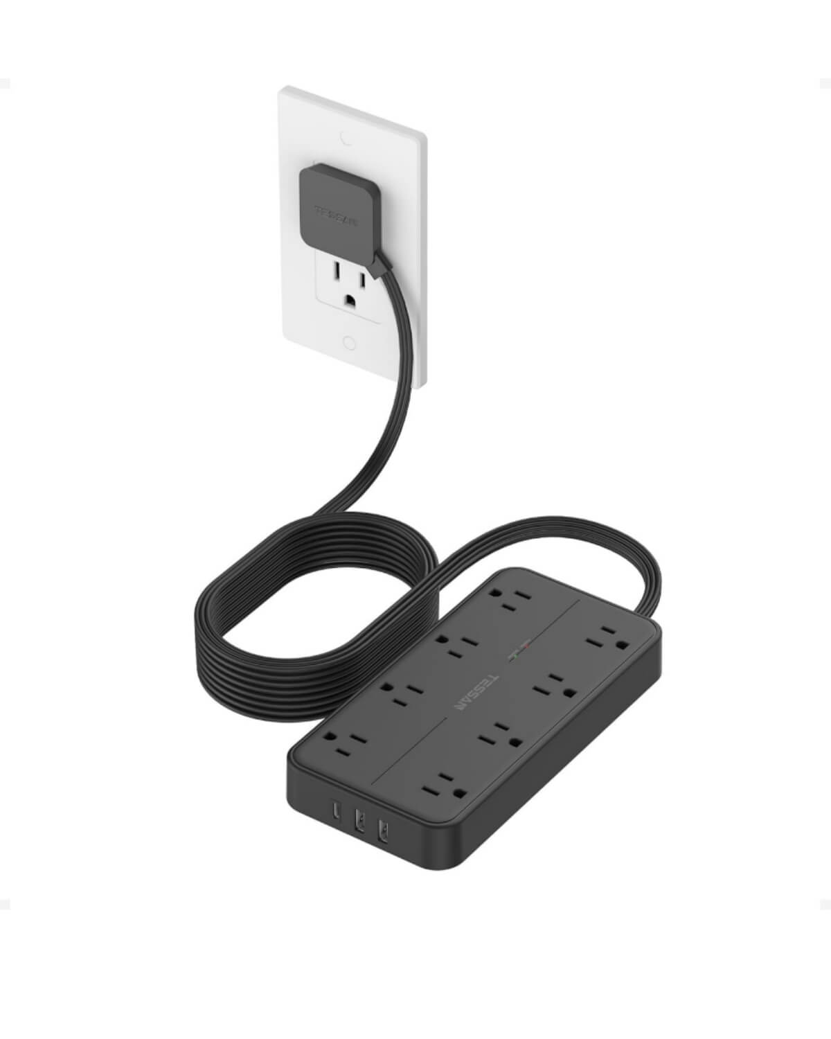 TESSAN Flat Plug Surge Protector Power Strip 108